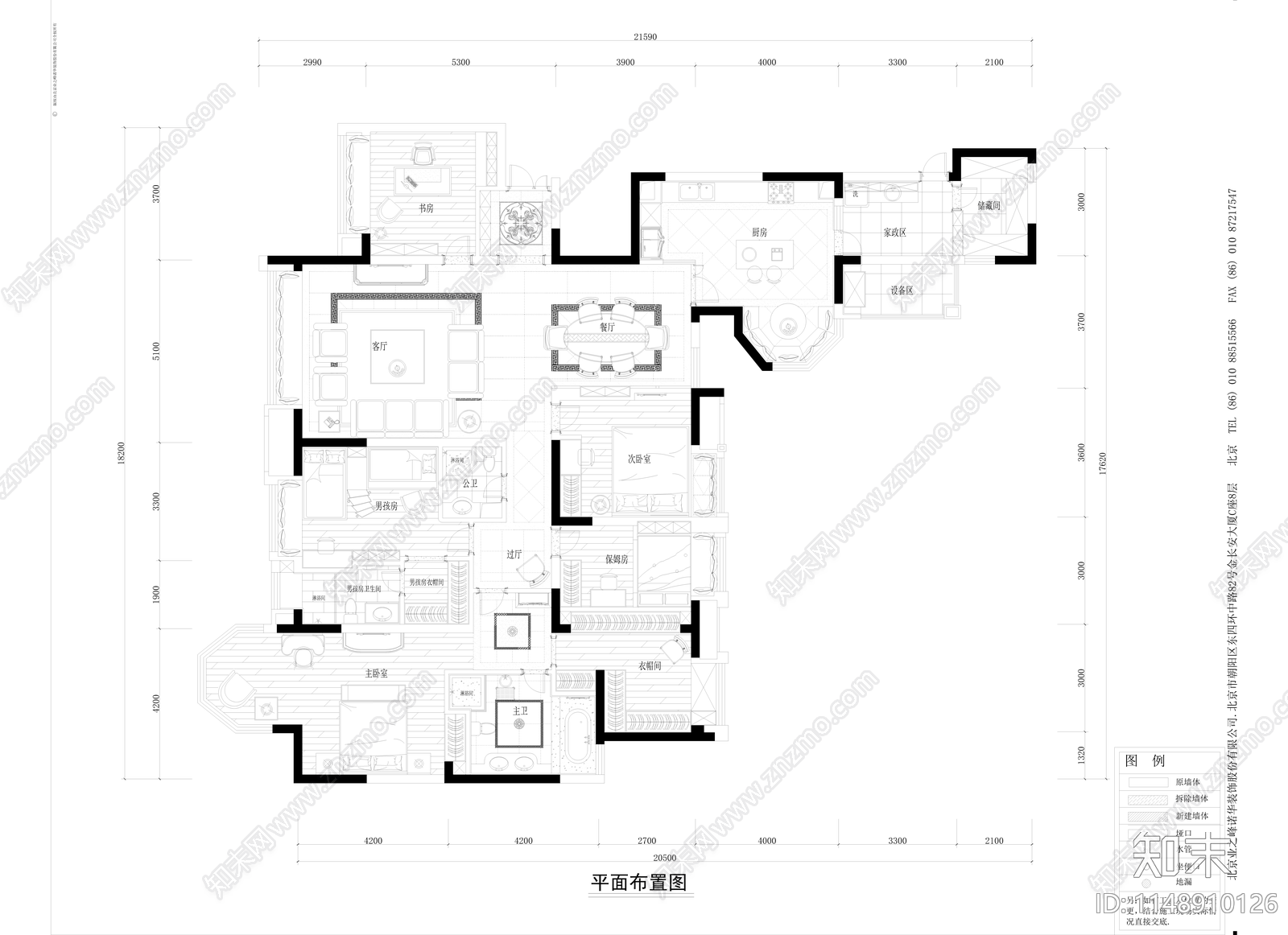 现代大平层室内cad施工图下载【ID:1148910126】