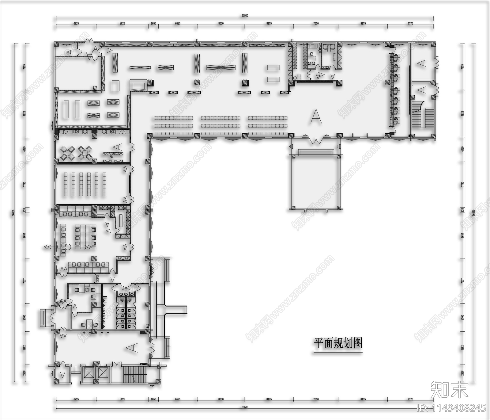 接待中心文创商店平面图施工图下载【ID:1149408245】