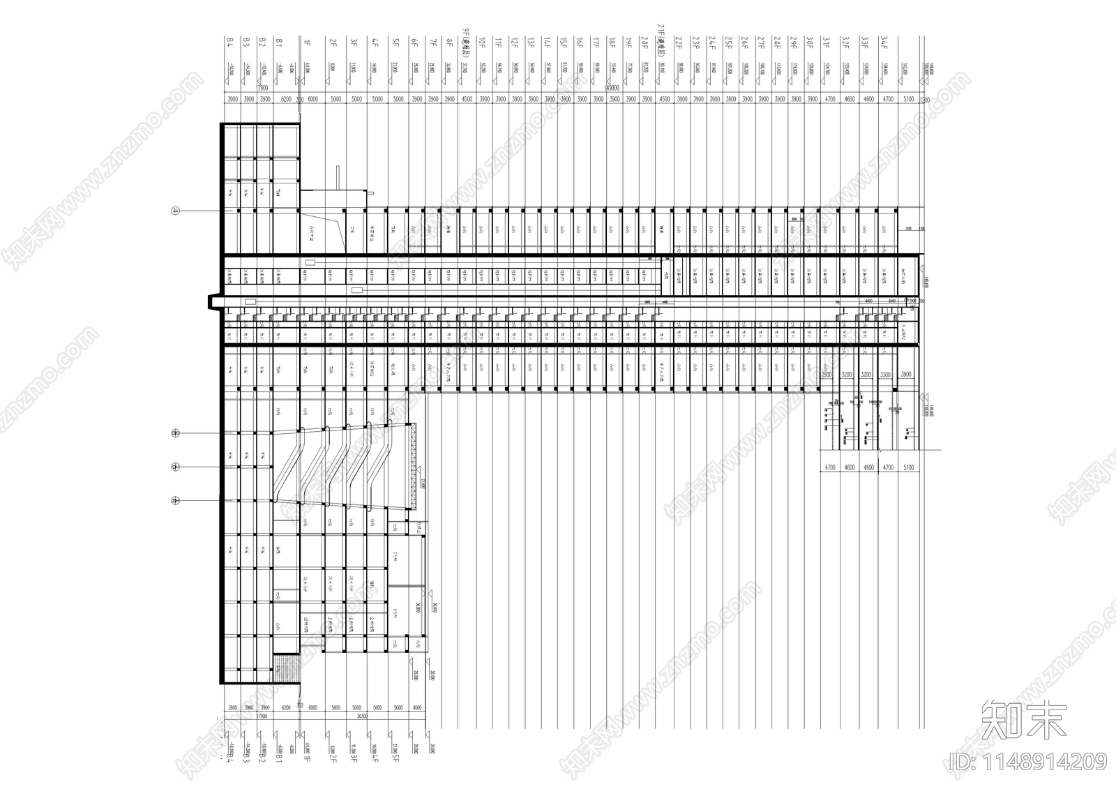 现代风格环球金融中心建筑cad施工图下载【ID:1148914209】