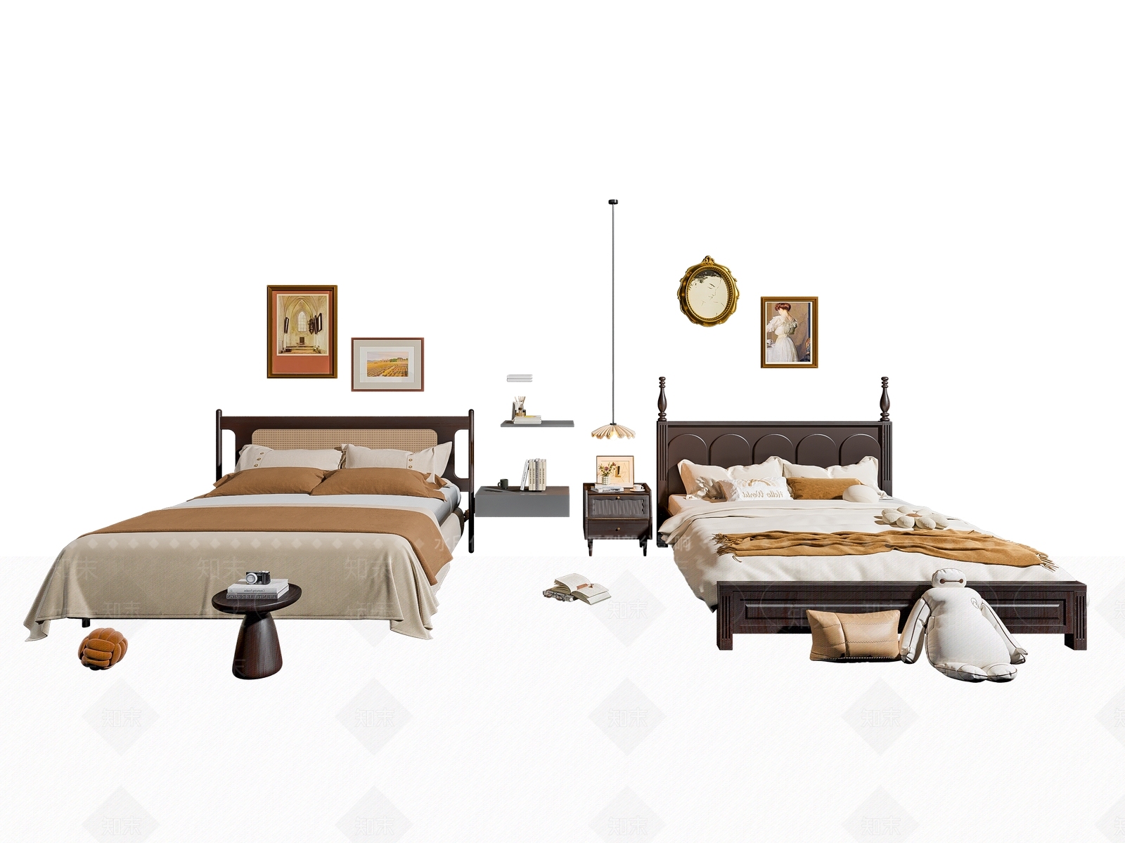 美式单人床3D模型下载【ID:1148915078】
