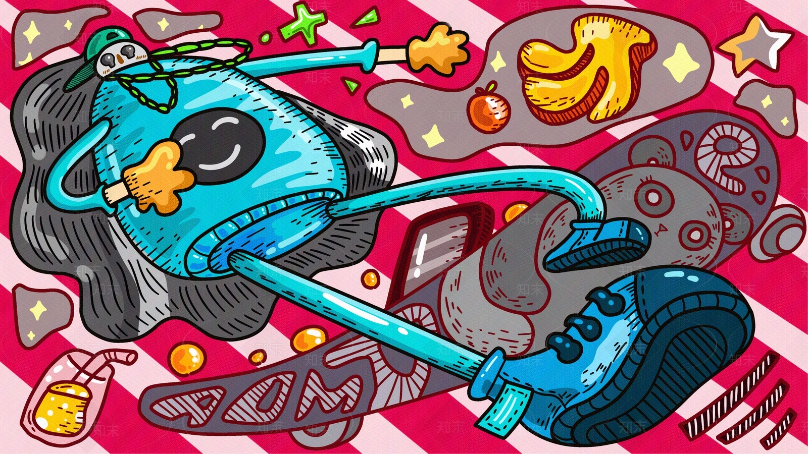 墙体彩绘艺术插画贴图下载【ID:1148915030】