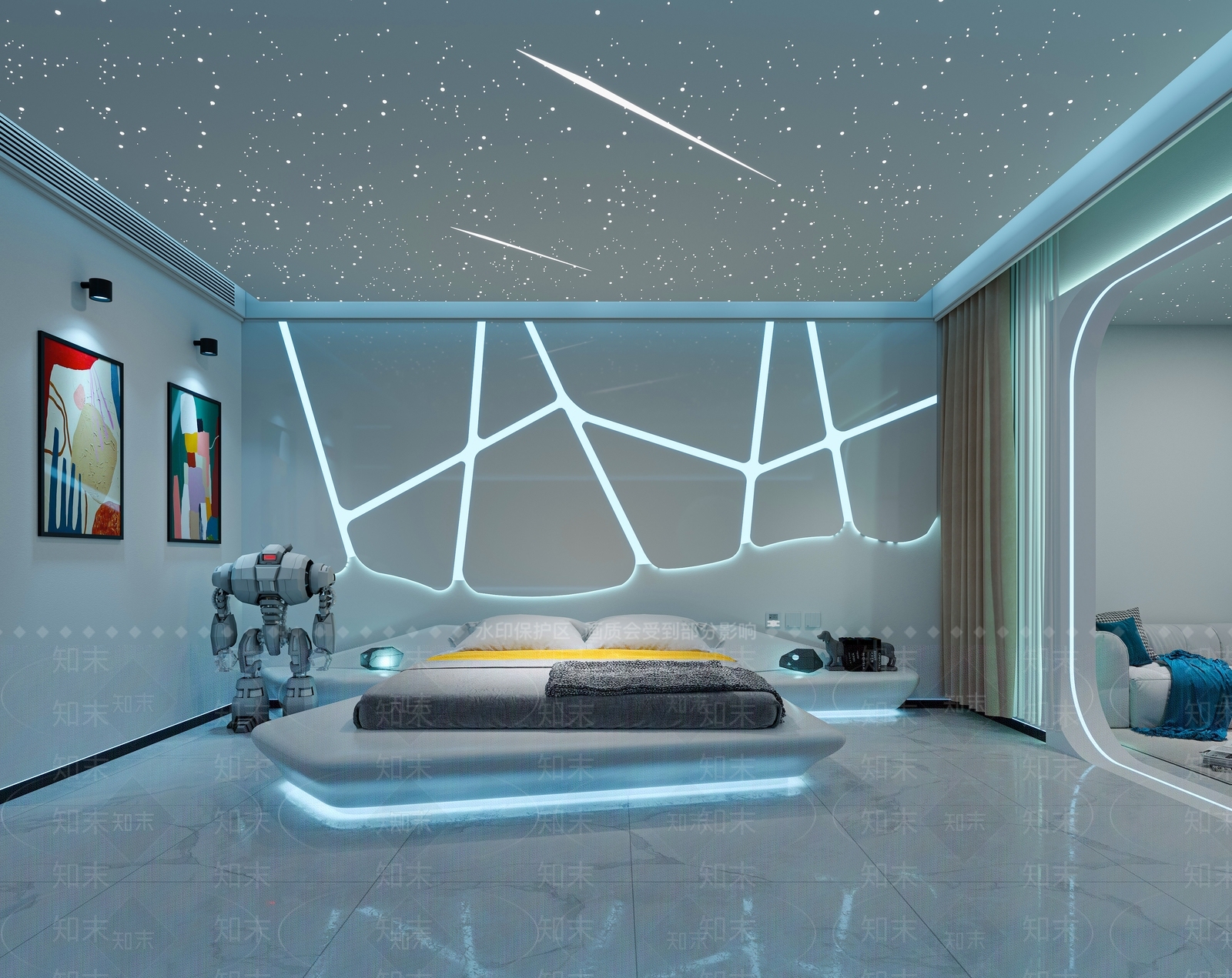 现代赛博朋克单身公寓3D模型下载【ID:1148916049】