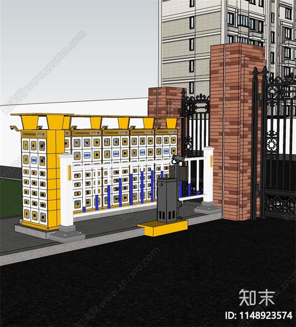 现代美团外卖柜SU模型下载【ID:1148923574】