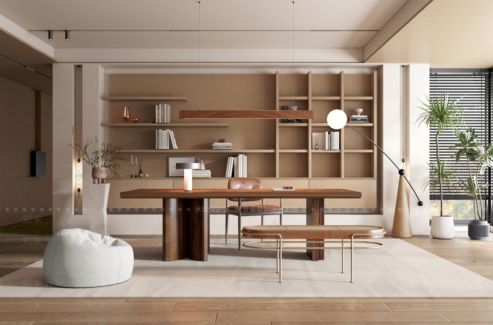 侘寂书房3D模型下载【ID:1148927692】