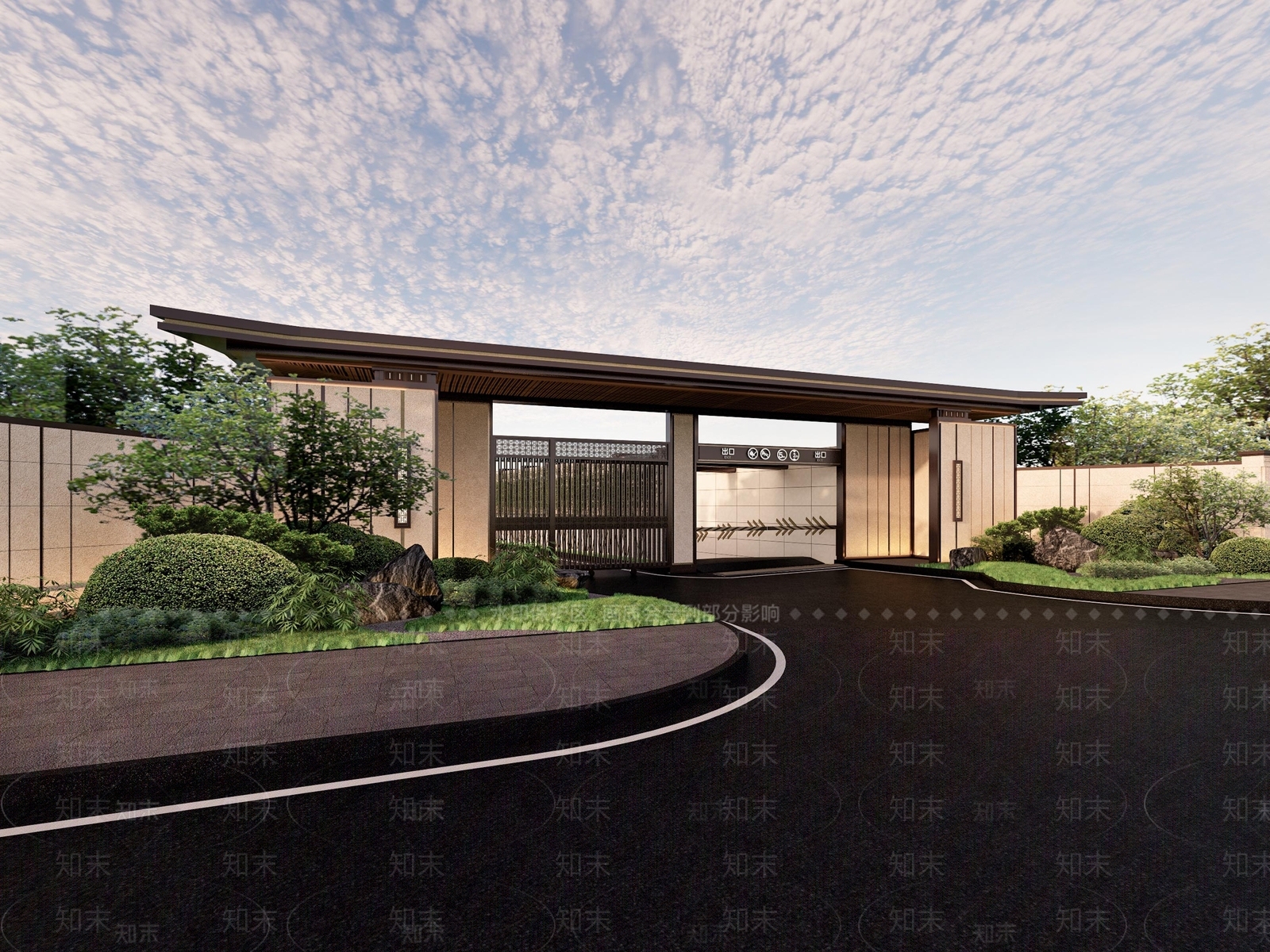 新中式地下车库入口大门SU模型下载【ID:1148929527】