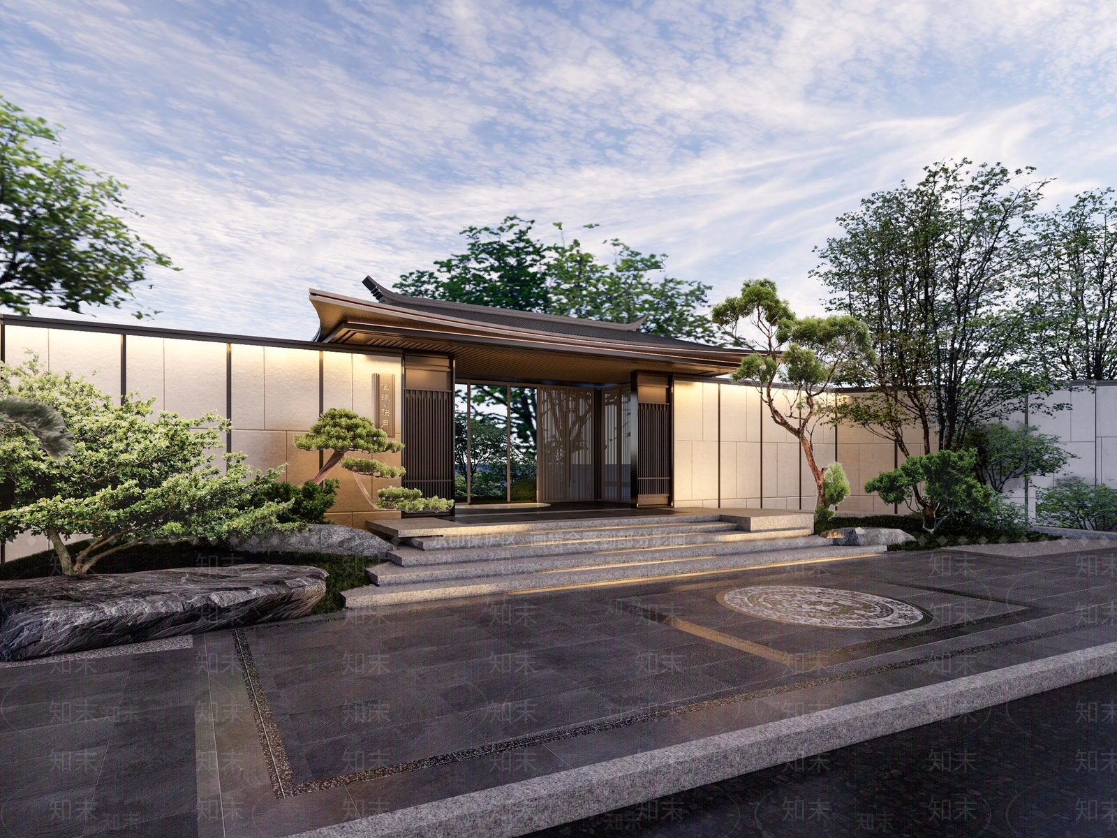 新中式庭院入口大门SU模型下载【ID:1148929609】