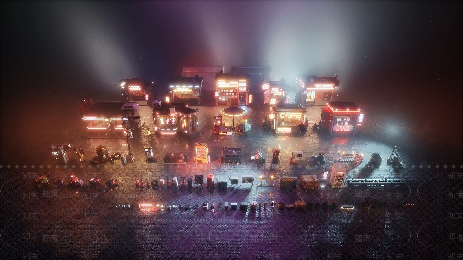 现代赛博朋克店面3D模型下载【ID:1148930689】