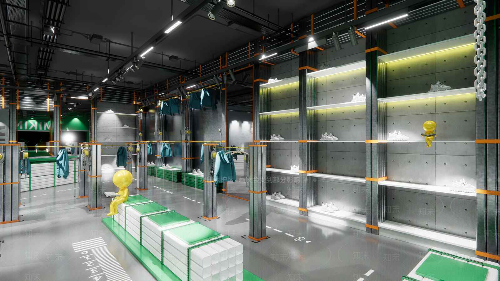 工业风鞋服店SU模型下载【ID:1148934596】