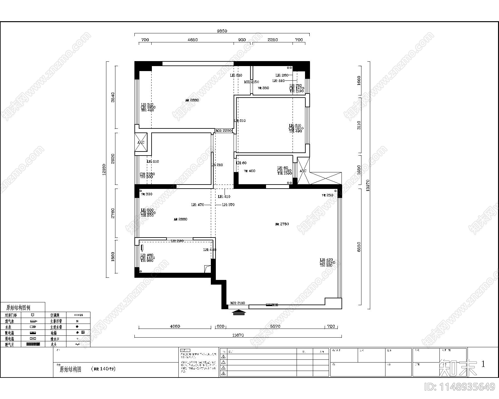 现代家装空间平层cad施工图下载【ID:1148935649】