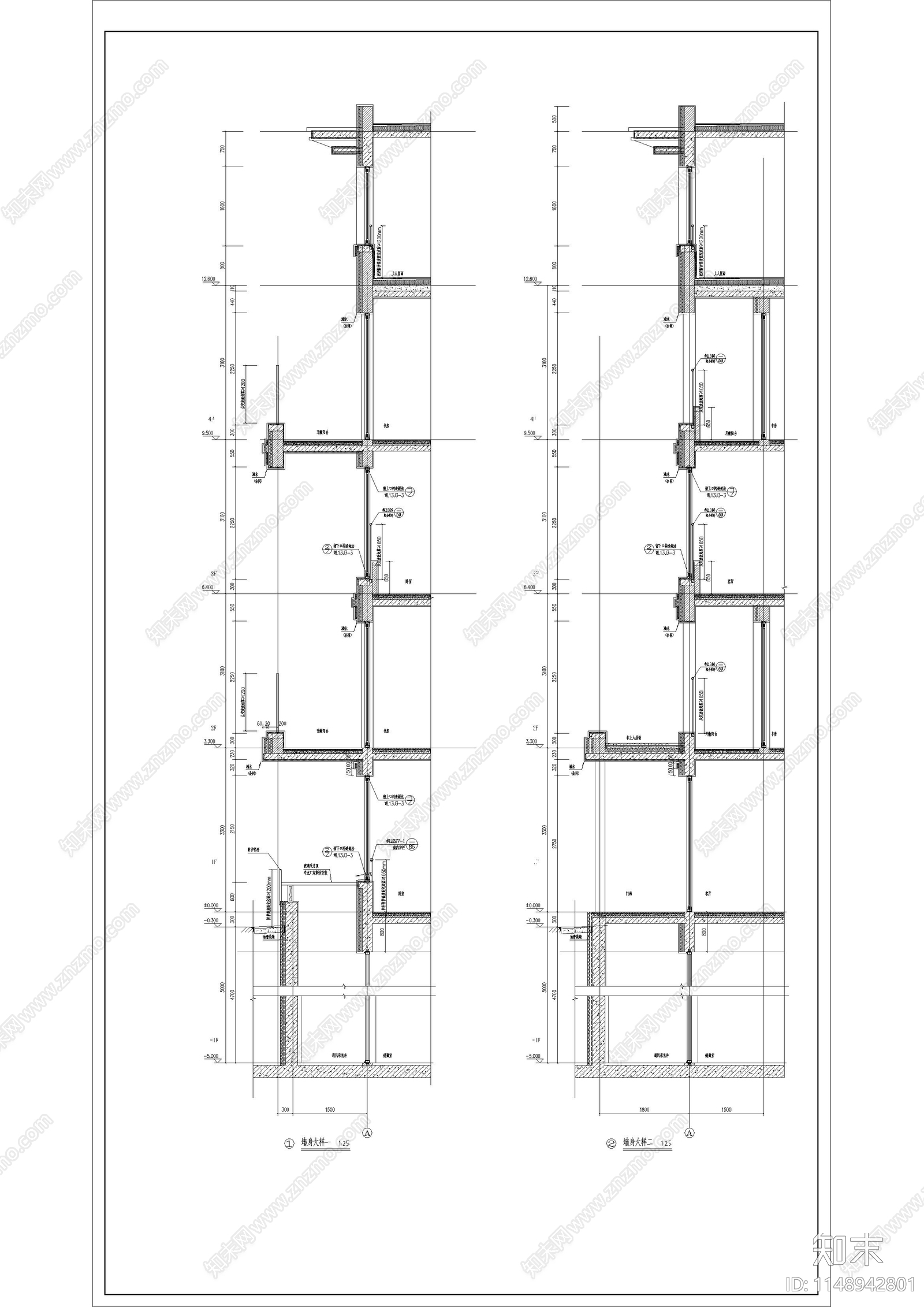 4层叠拼别墅住宅楼cad施工图下载【ID:1148942801】