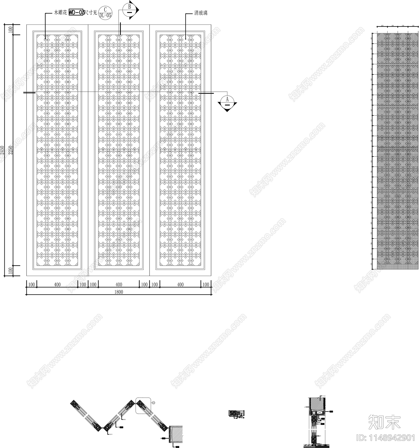 折叠门cad施工图下载【ID:1148942901】