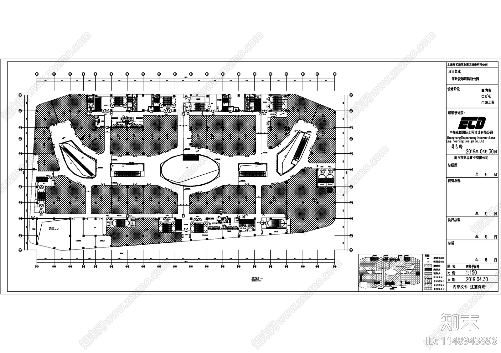 商丘爱琴海购物公园cad施工图下载【ID:1148943896】