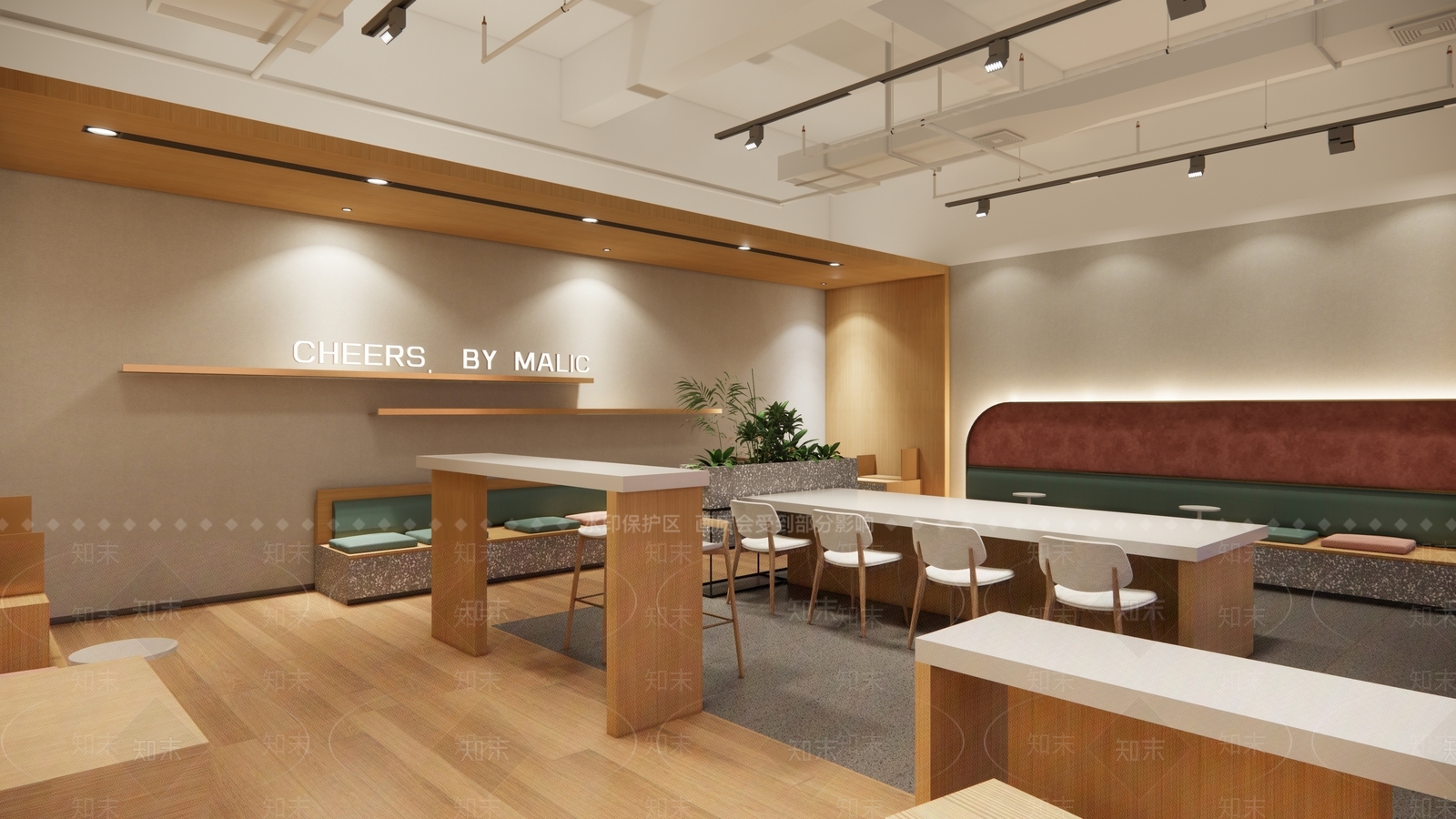 现代原木咖啡甜品店SU模型下载【ID:1148945251】