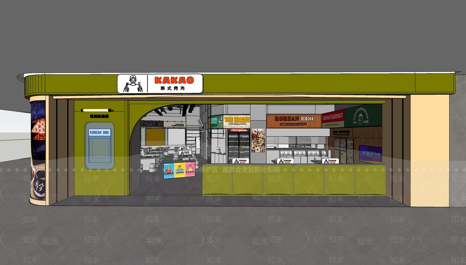 现代大排档烤肉店SU模型下载【ID:1148970885】