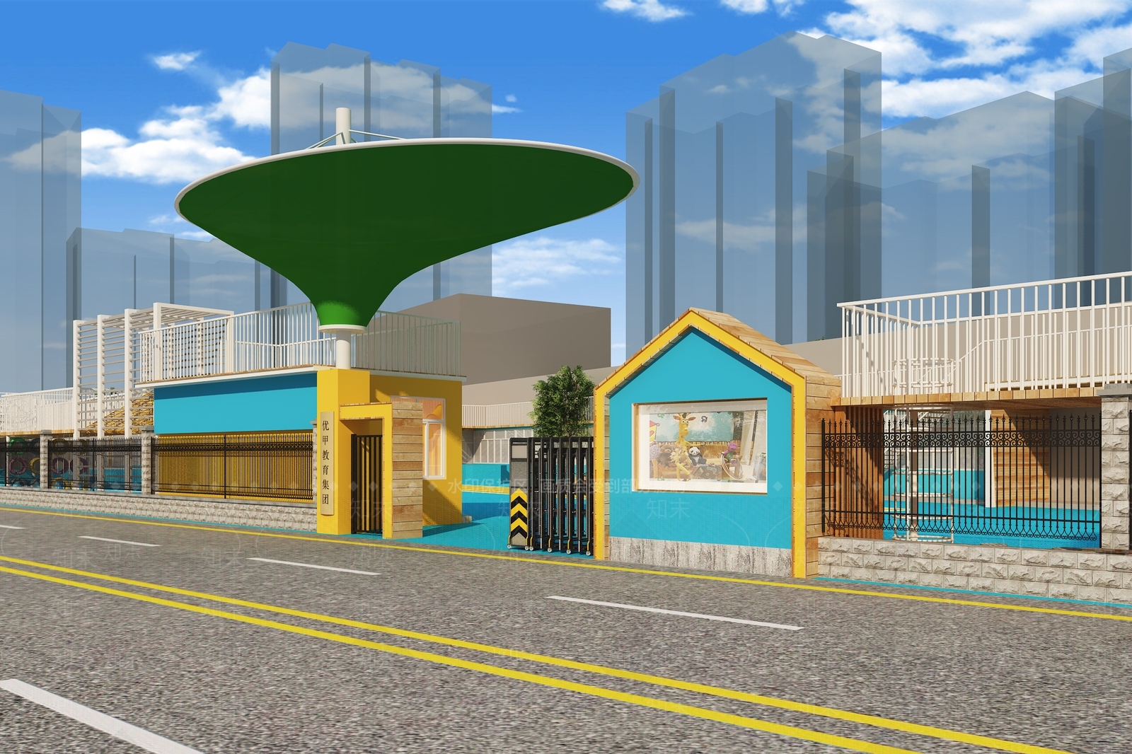 现代幼儿园学校外观3D模型下载【ID:1148945716】