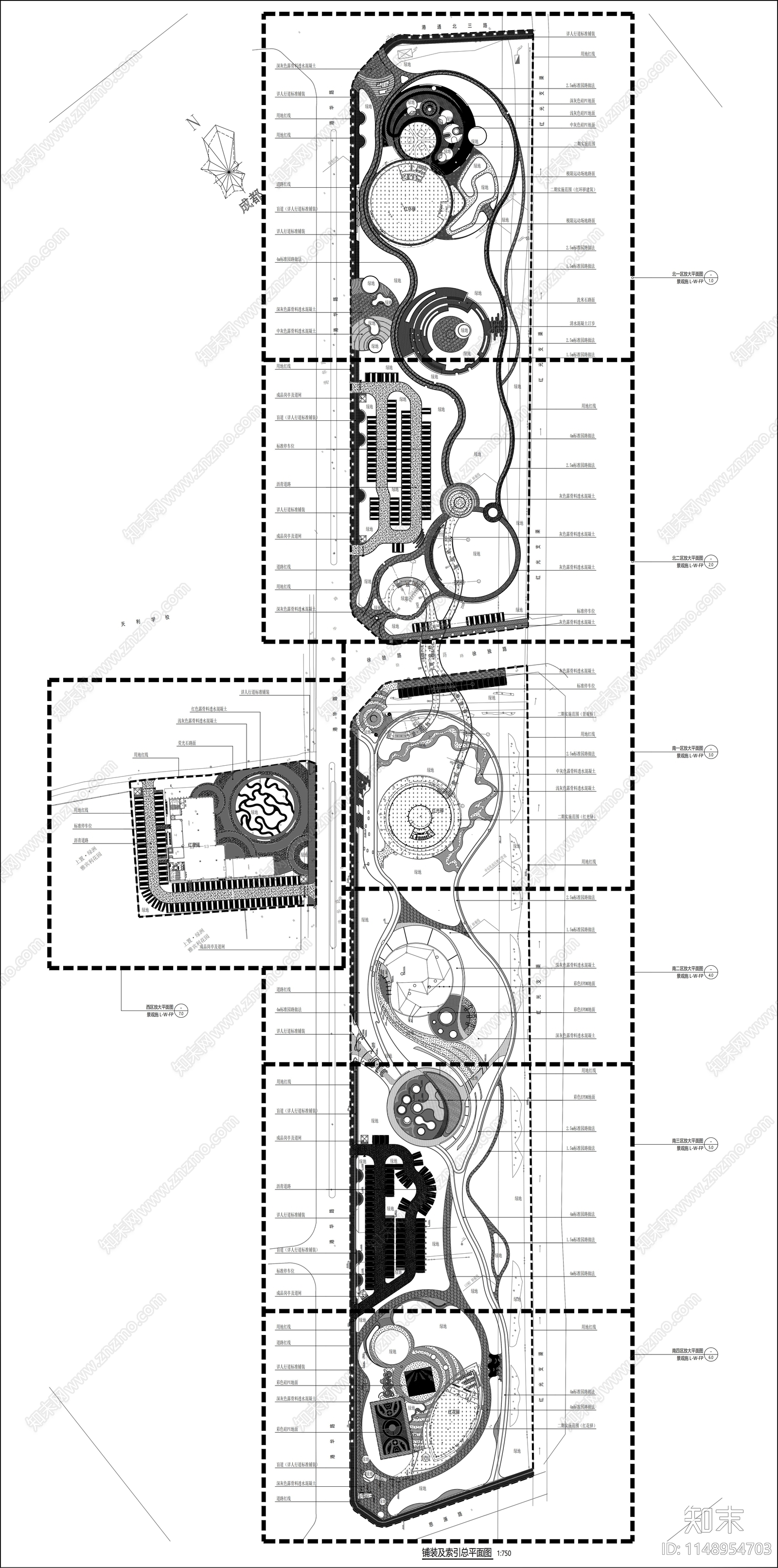 城市休闲公园景观图纸cad施工图下载【ID:1148954703】