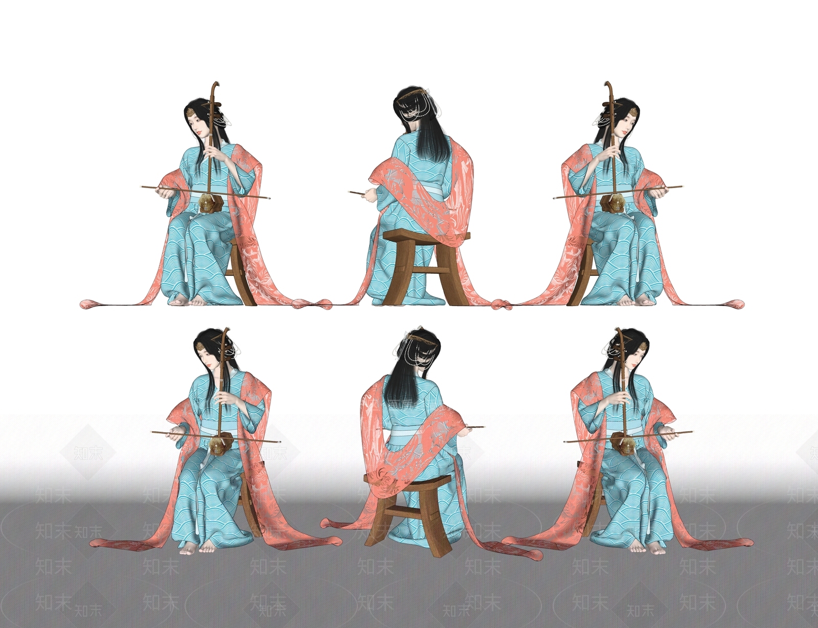 汉服女性人物SU模型下载【ID:1148954191】