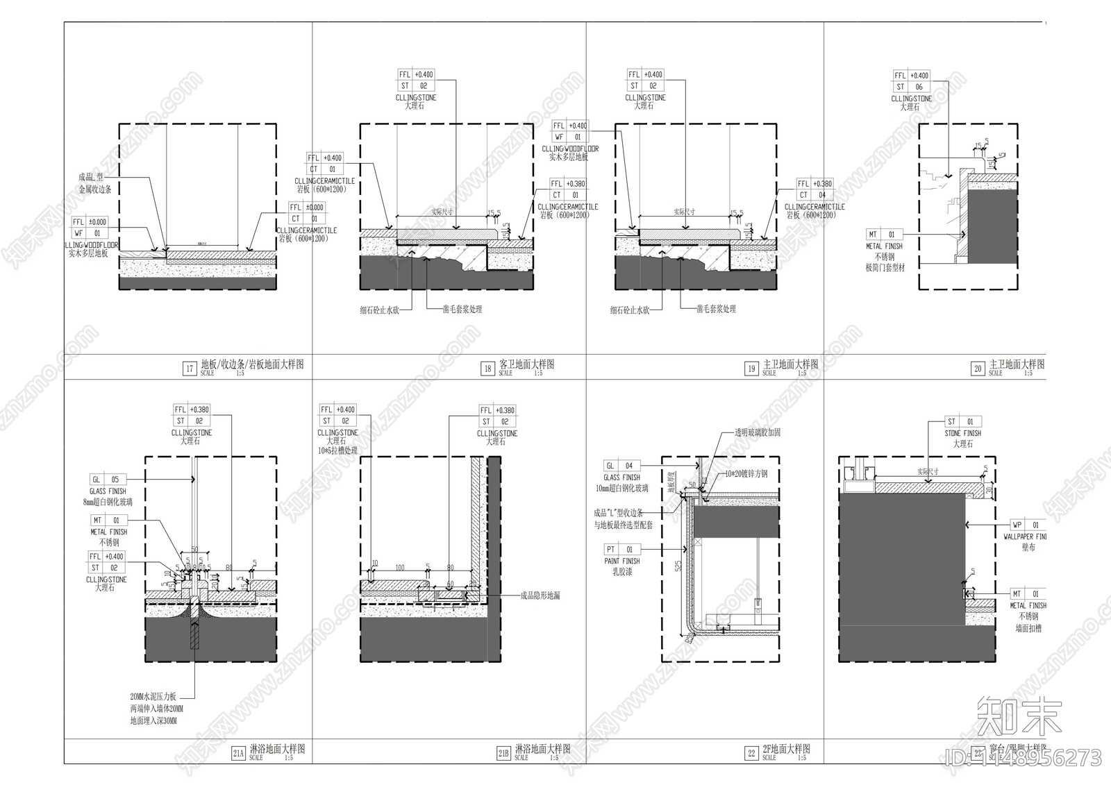 现代大平层室内设计效果图cad施工图下载【ID:1148956273】