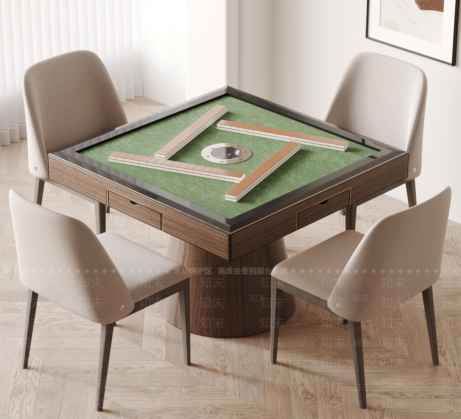 现代麻将桌3D模型下载【ID:1148955765】