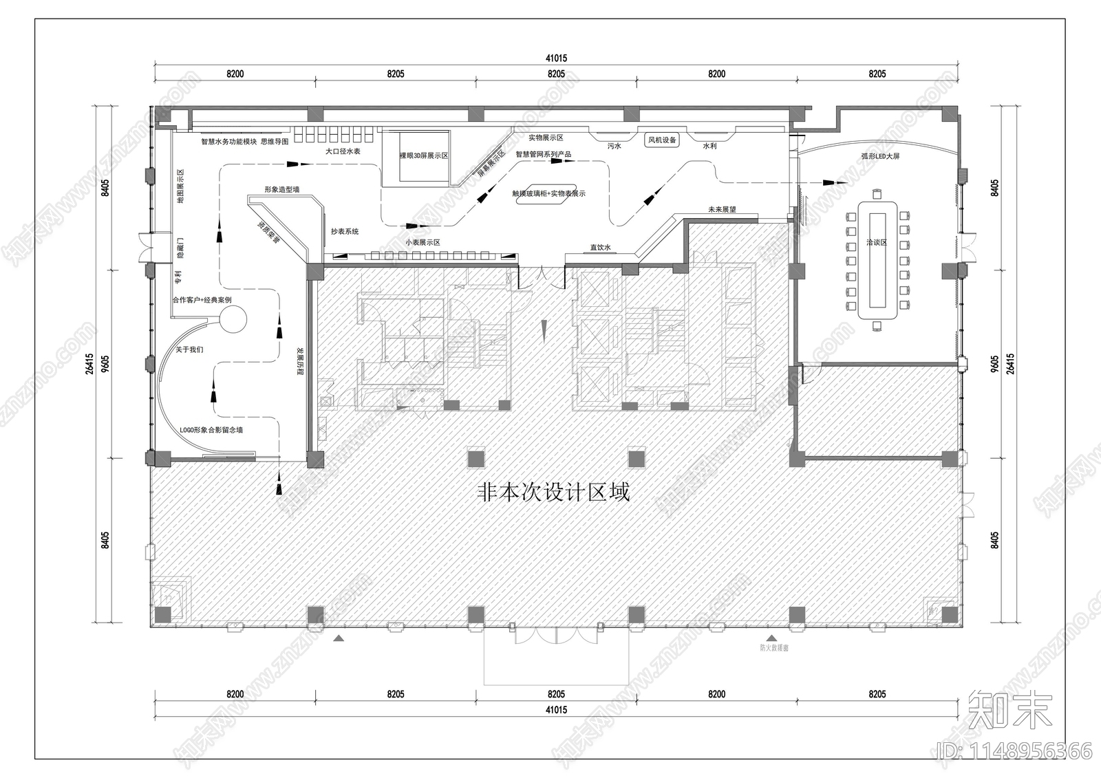 现代科风智慧水务展厅平面图施工图下载【ID:1148956366】