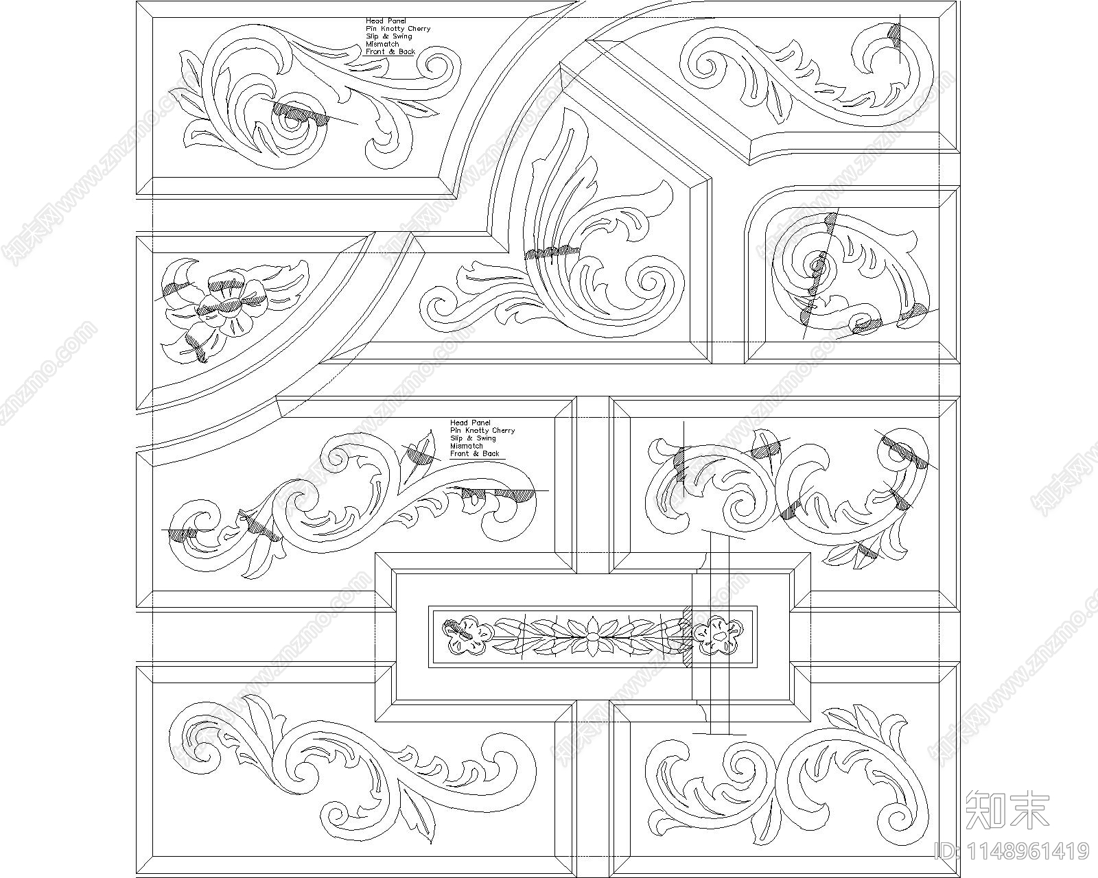 实木雕花艺术图块施工图下载【ID:1148961419】