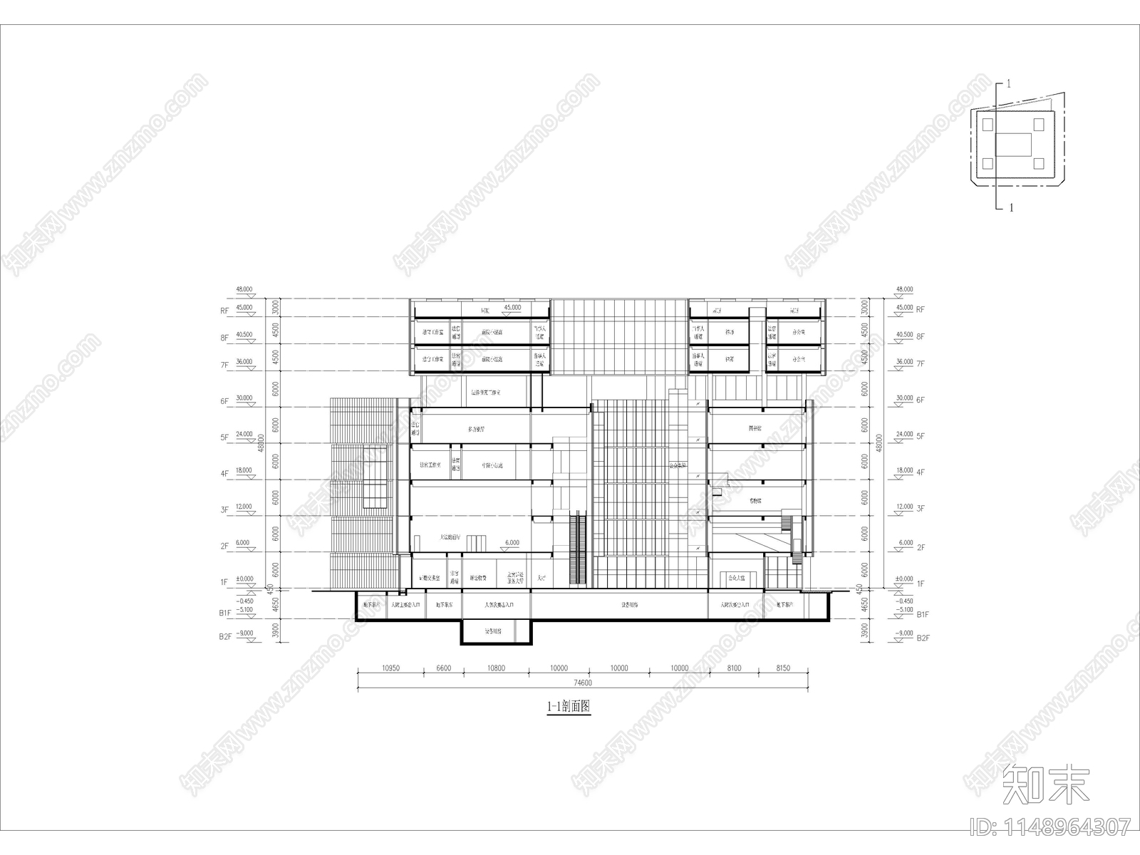 深圳前海法制大厦cad施工图下载【ID:1148964307】