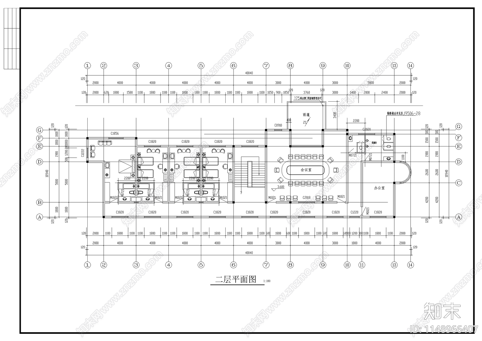 某工厂两层办公楼立面cad施工图下载【ID:1148966407】