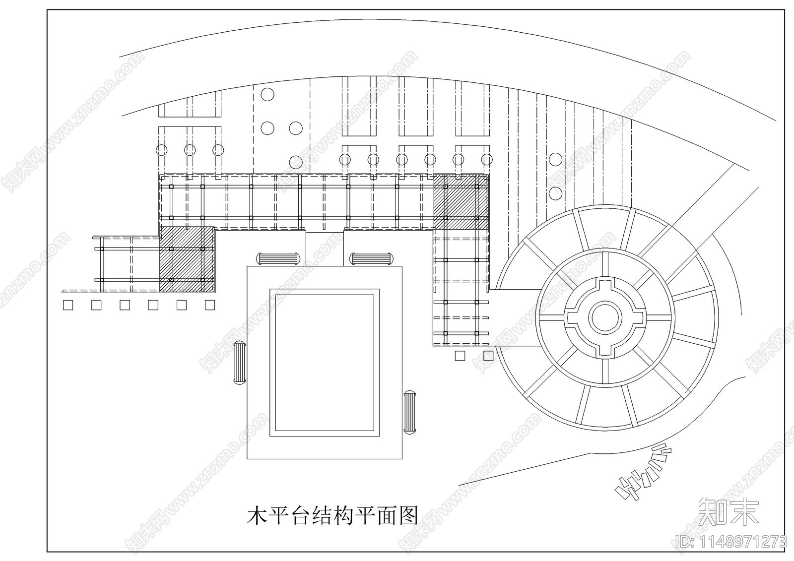 木结构平台平面设计cad施工图下载【ID:1148971273】