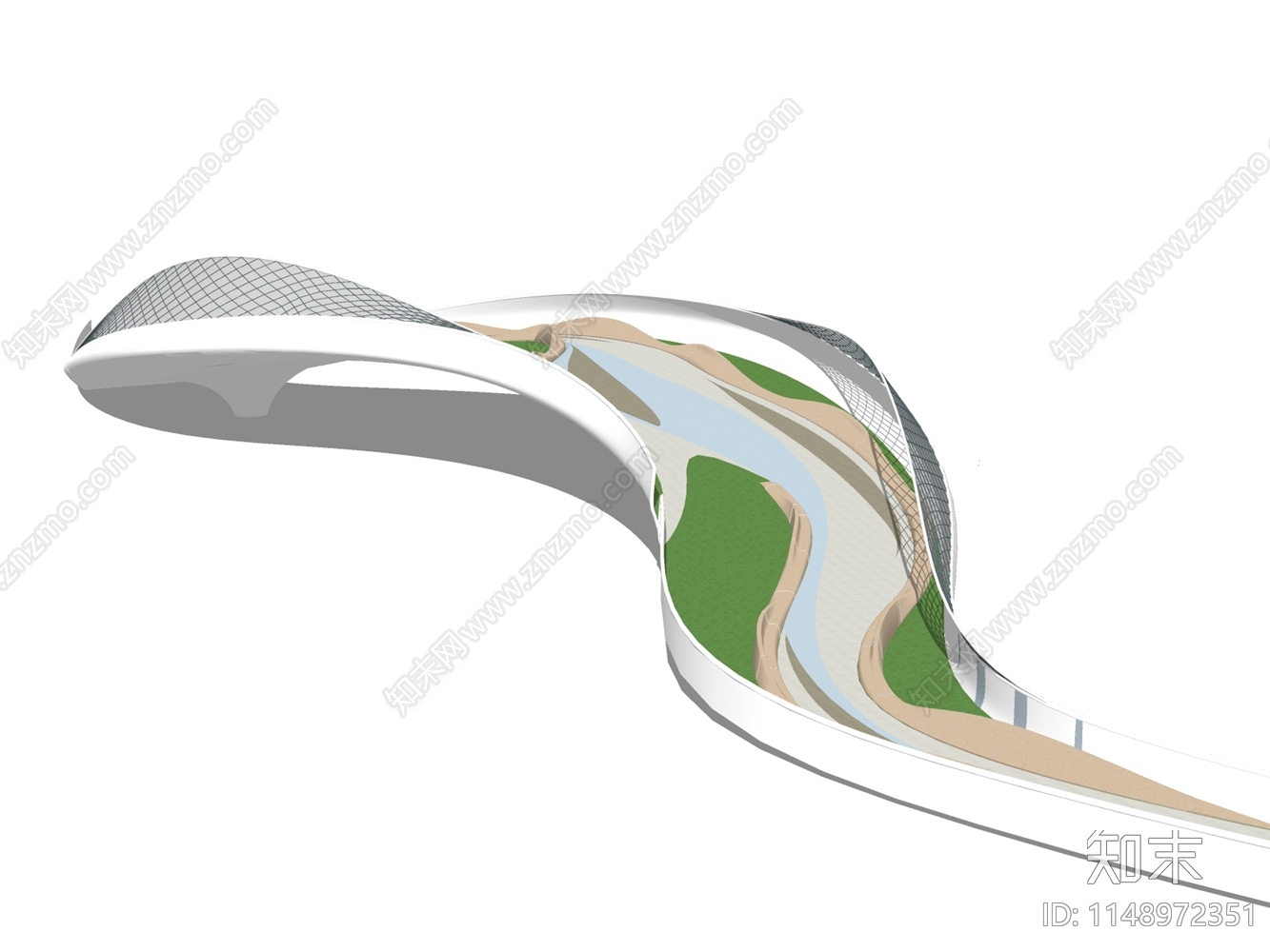 现代景观异形桥SU模型下载【ID:1148972351】