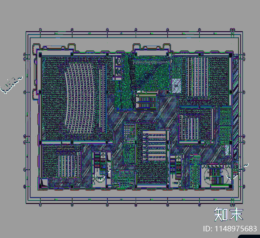 观影厅音乐厅平面图施工图下载【ID:1148975683】