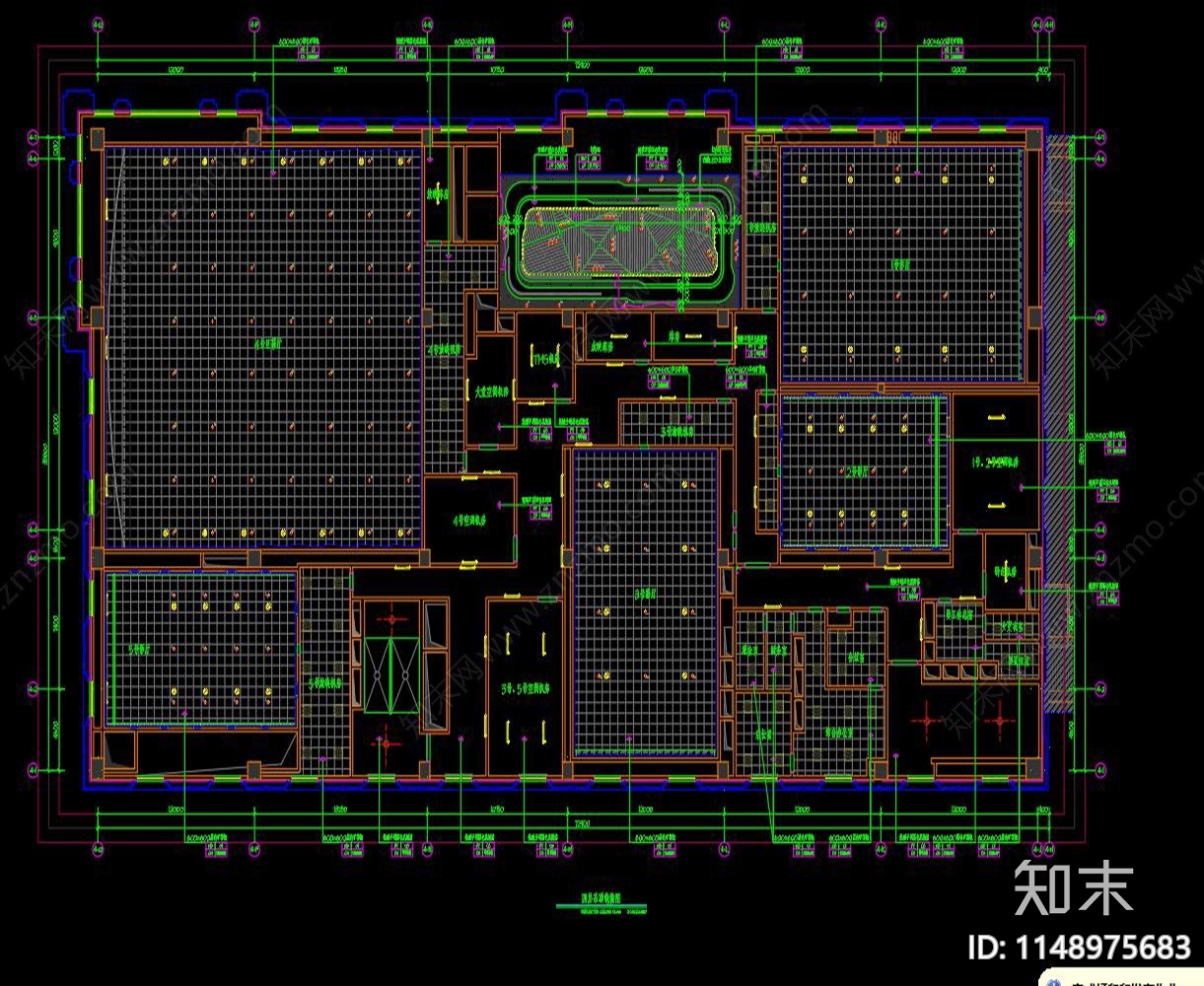 观影厅音乐厅平面图施工图下载【ID:1148975683】