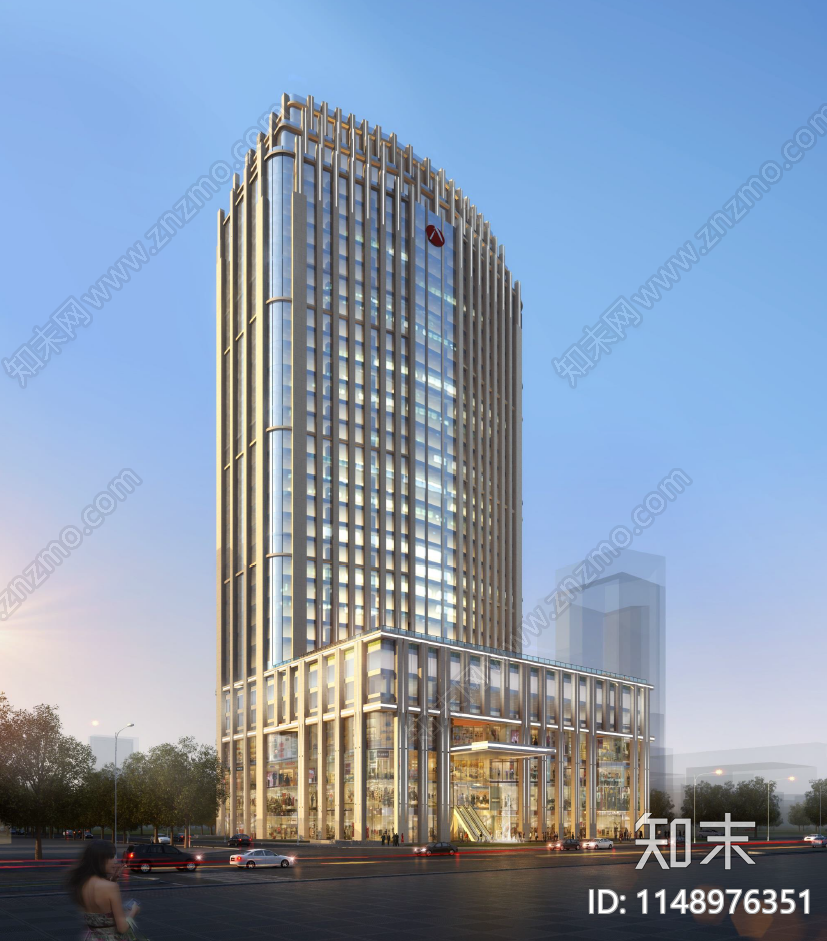 嘉华企业高层总部大楼cad施工图下载【ID:1148976351】