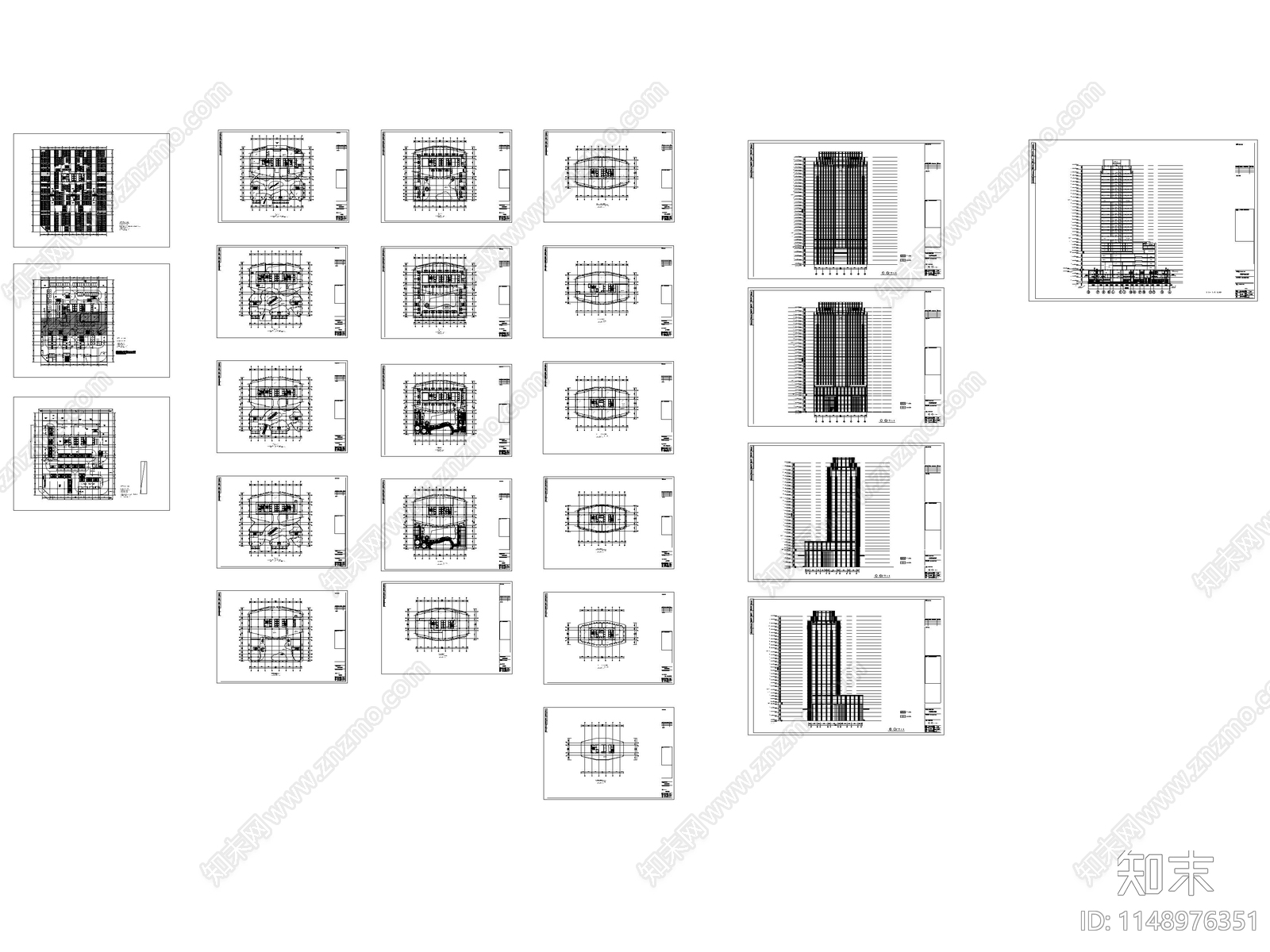 嘉华企业高层总部大楼cad施工图下载【ID:1148976351】