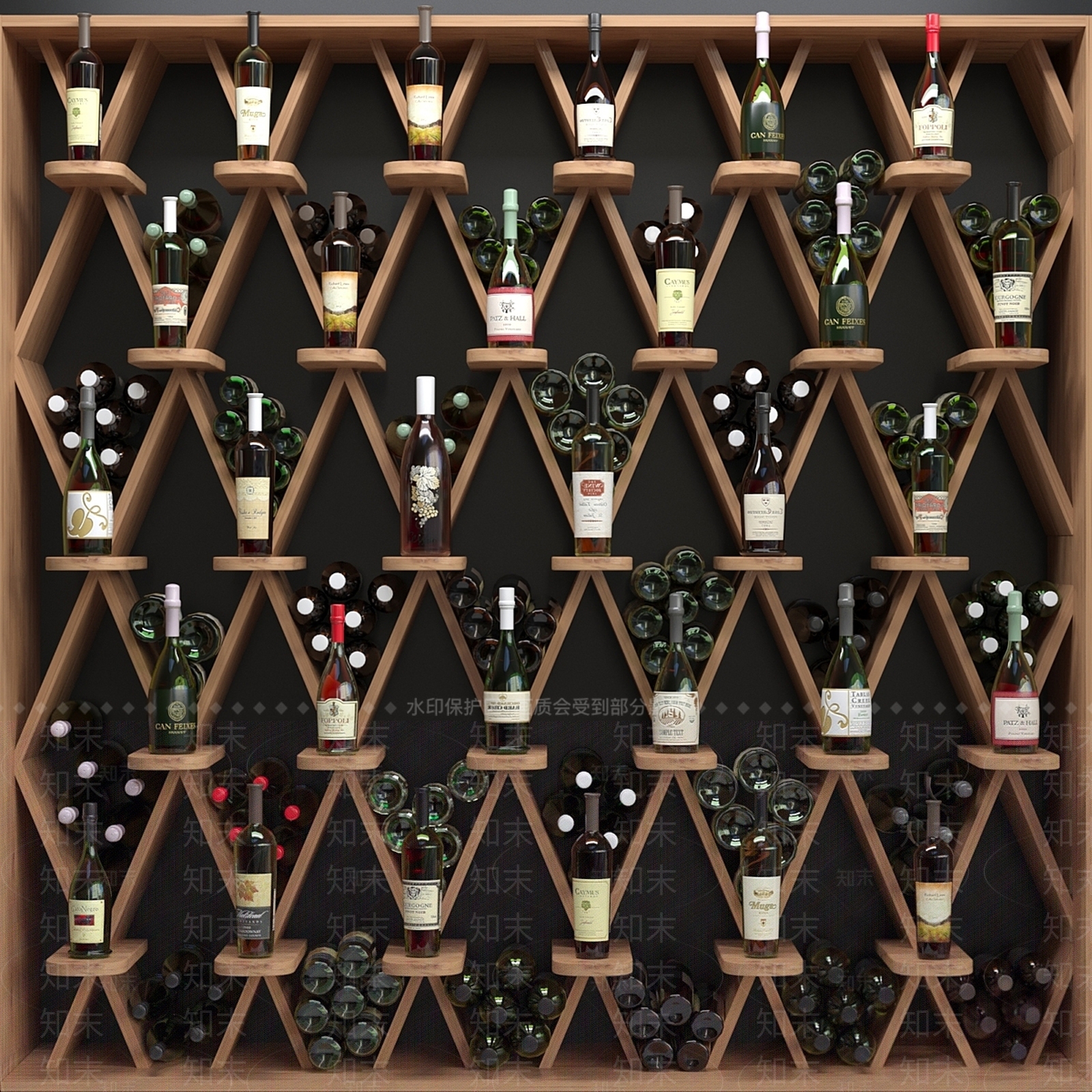 现代红酒酒架SU模型下载【ID:1148976745】