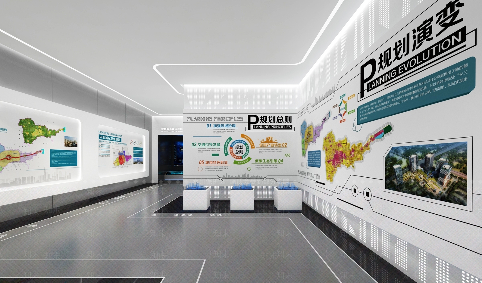 现代城市规划图文展厅3D模型下载【ID:1148977881】