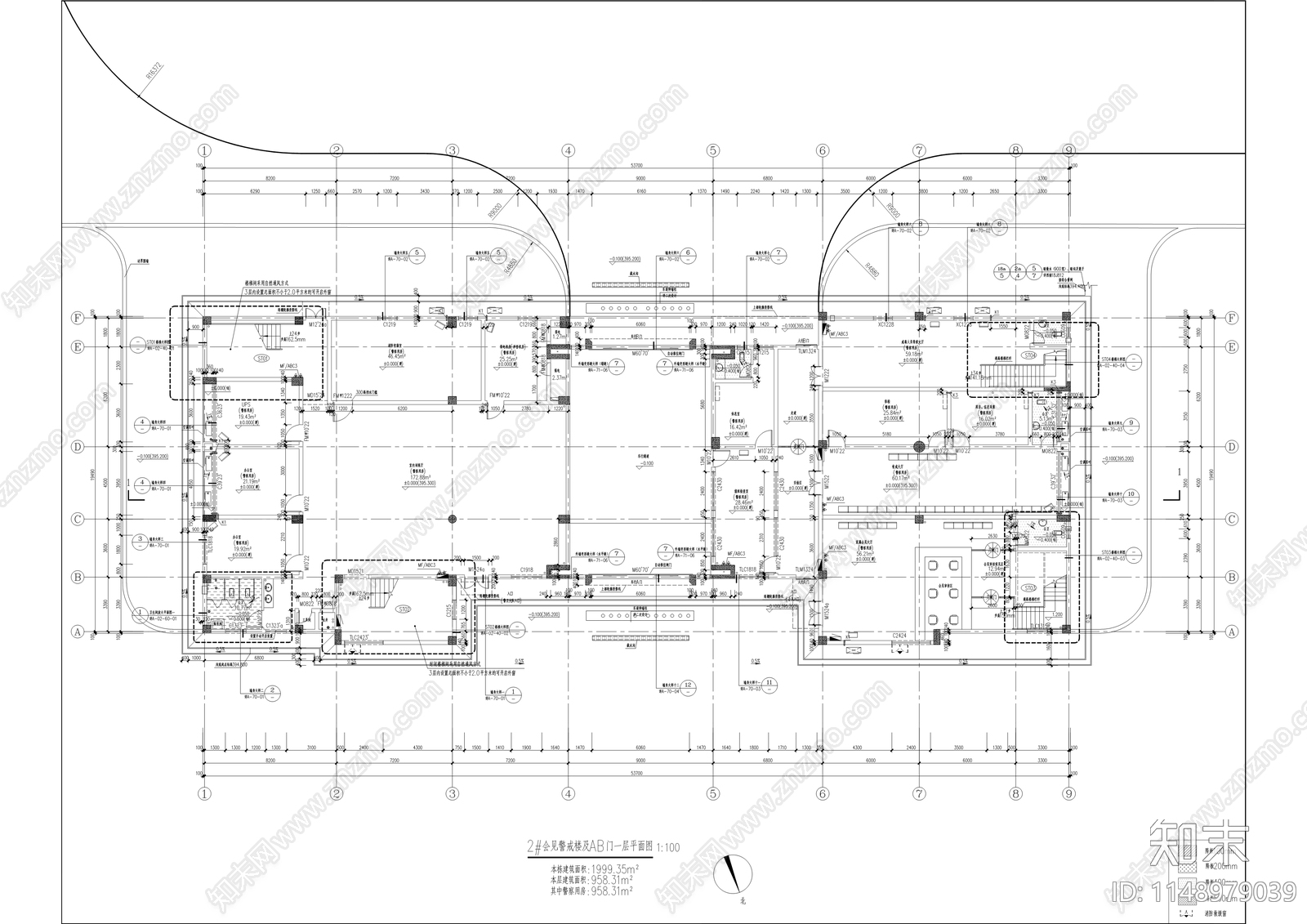 第二强制隔离戒毒所项目cad施工图下载【ID:1148979039】