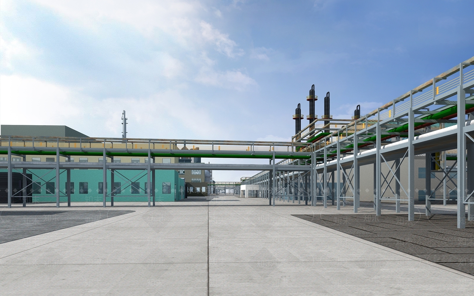 现代工厂管廊3D模型下载【ID:1148981190】