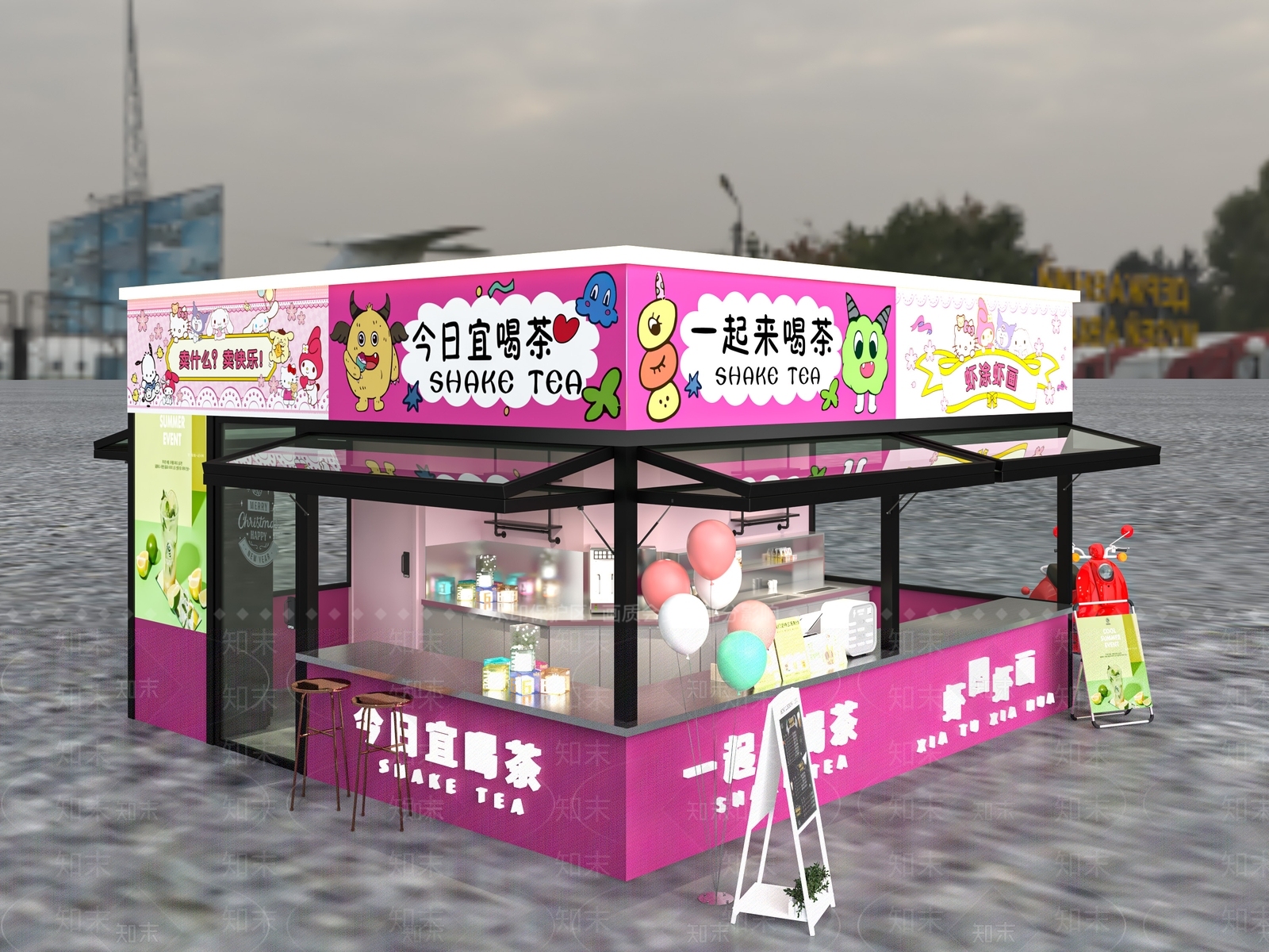 现代奶茶店3D模型下载【ID:1148985600】