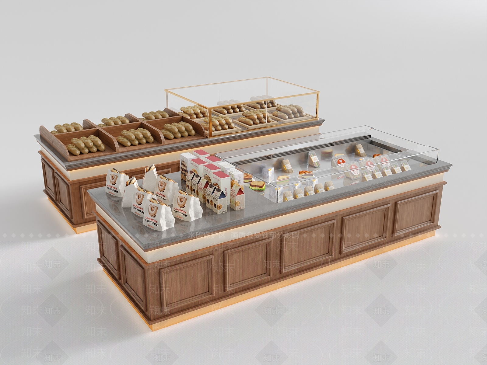 现代面包三明治展台SU模型下载【ID:1148986697】