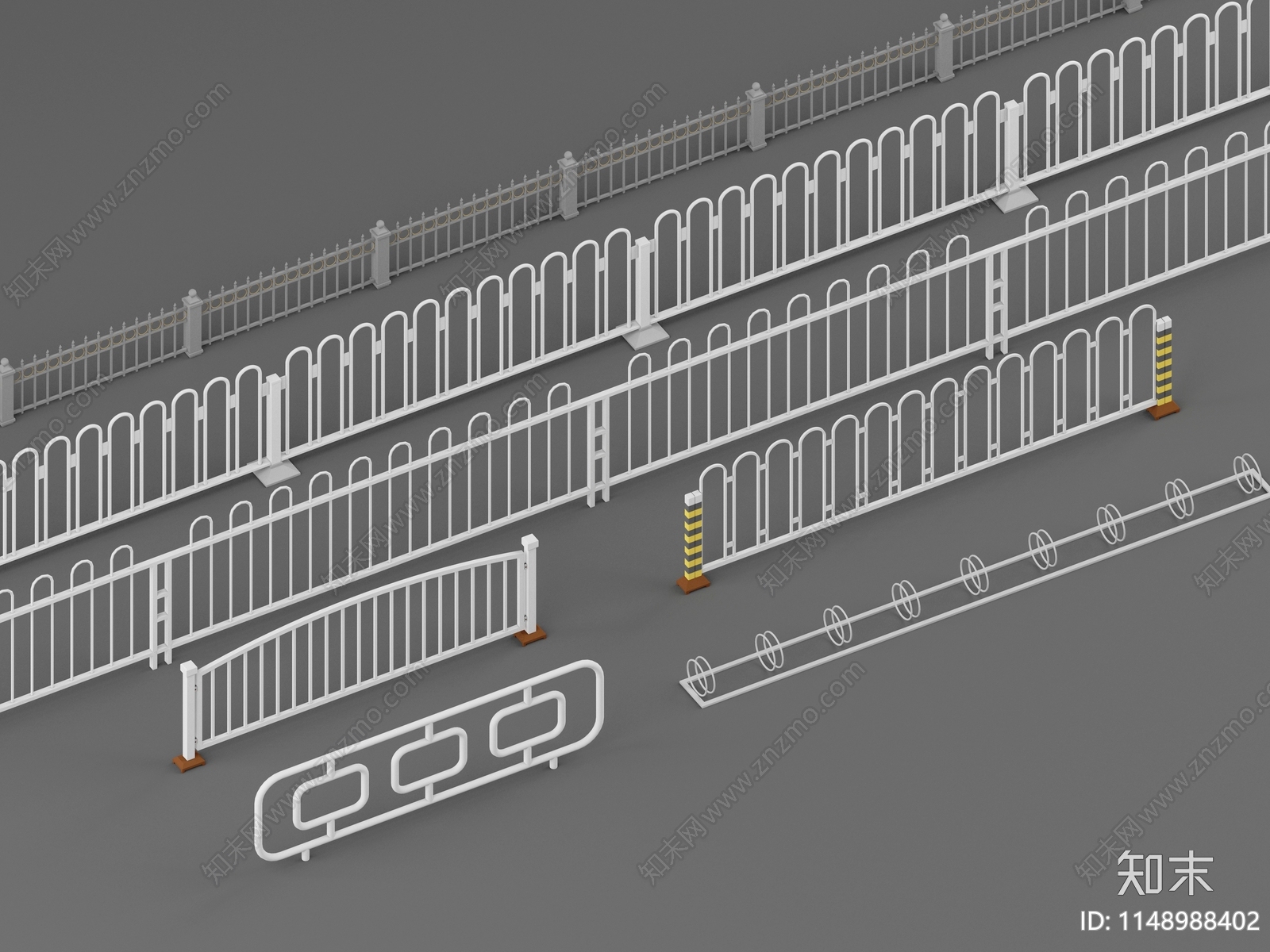 现代道路隔离栏杆3D模型下载【ID:1148988402】