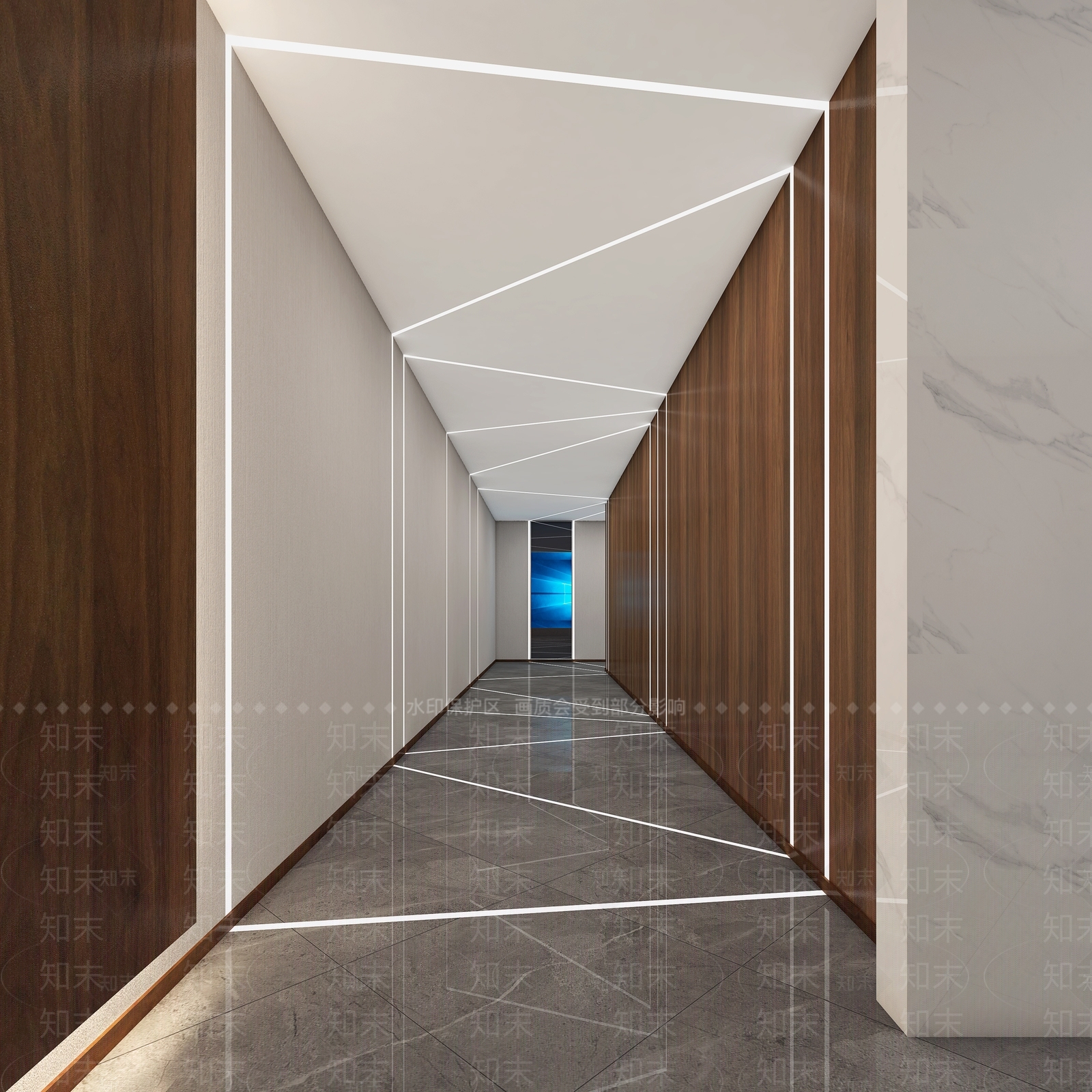 现代办公走廊过道3D模型下载【ID:1148988218】