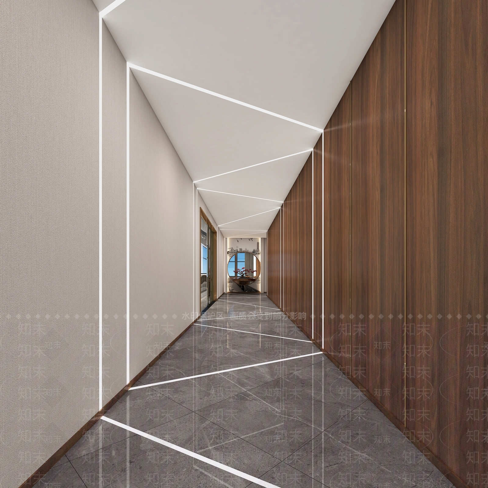 现代办公走廊过道3D模型下载【ID:1148988480】