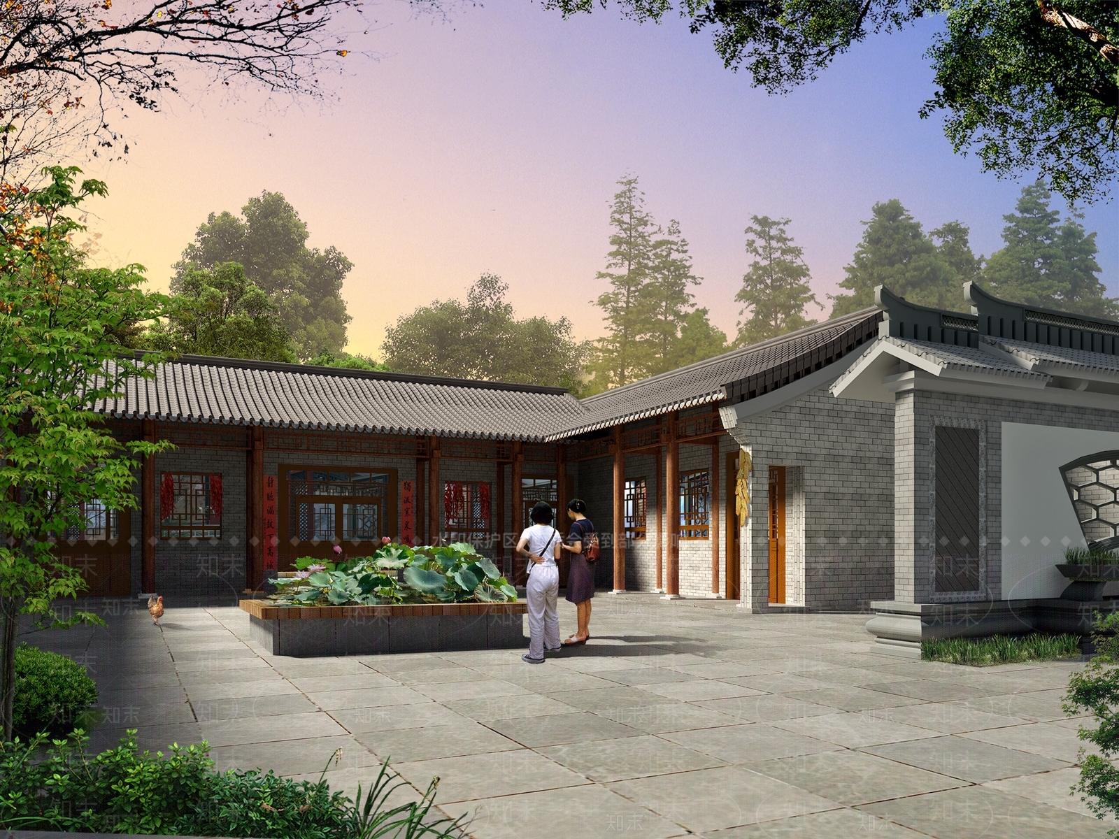 中式四合院庭院景观3D模型下载【ID:1148989337】