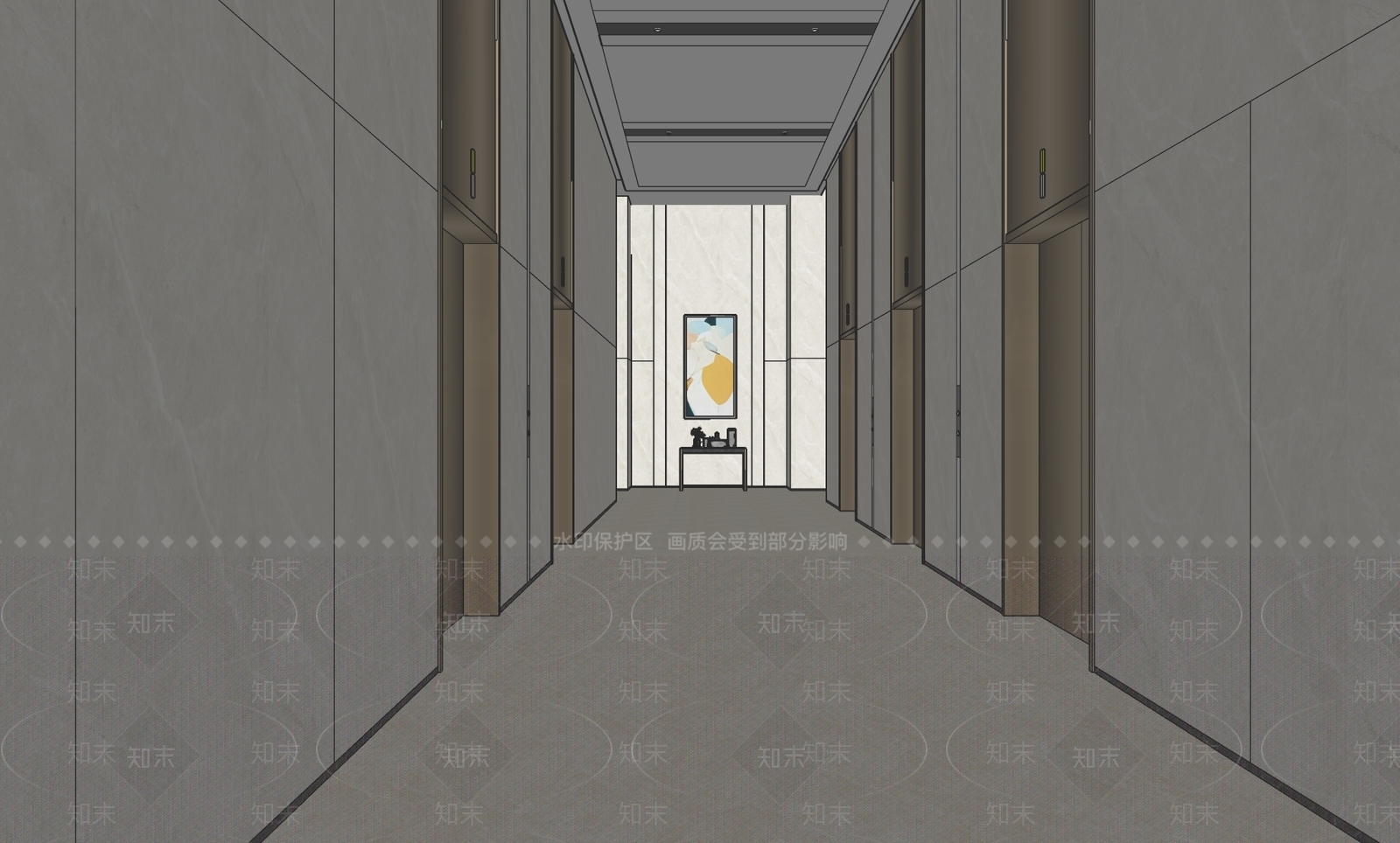 现代办公电梯厅SU模型下载【ID:1148989917】