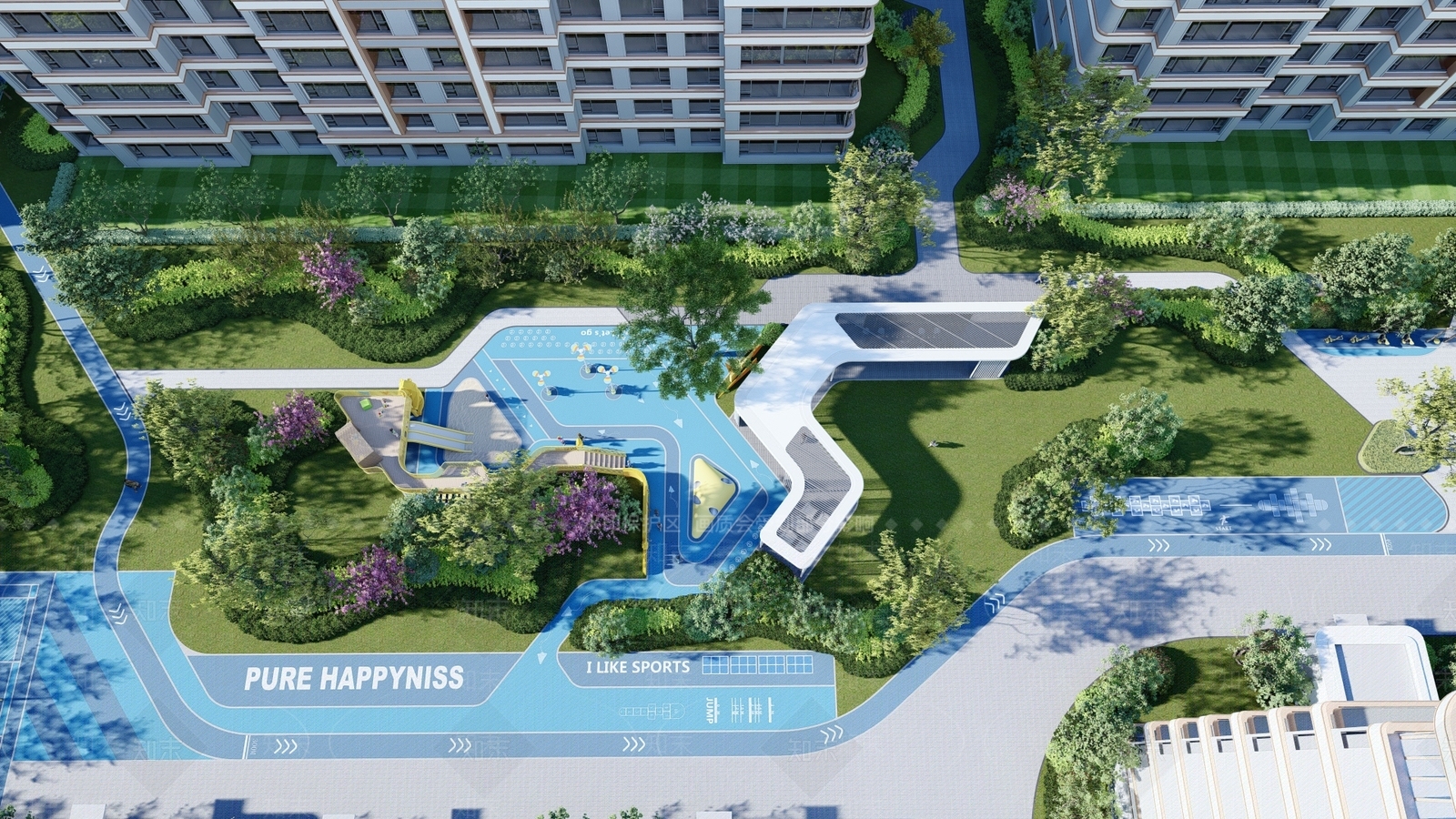 现代小区景观SU模型下载【ID:1148990016】