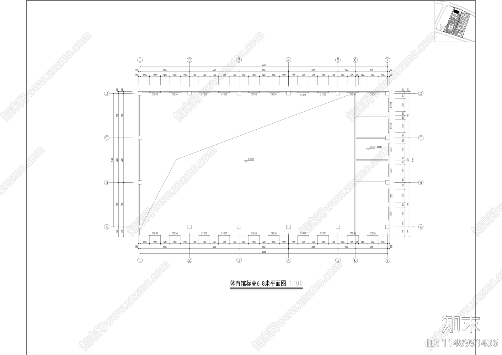 玉鼎小学校学生体育馆建筑cad施工图下载【ID:1148991436】