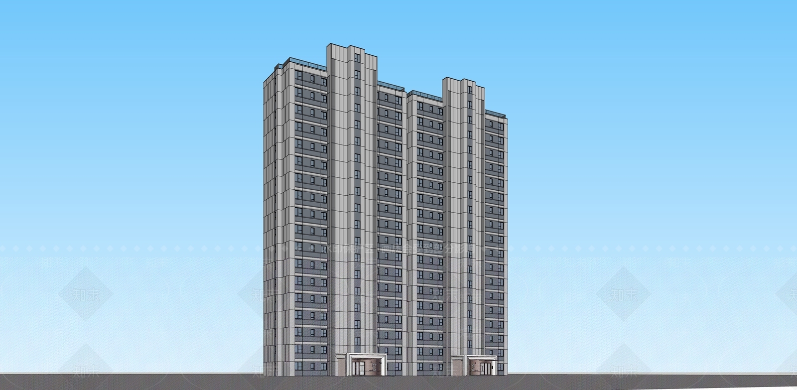 现代简约高层住宅SU模型下载【ID:1148991452】