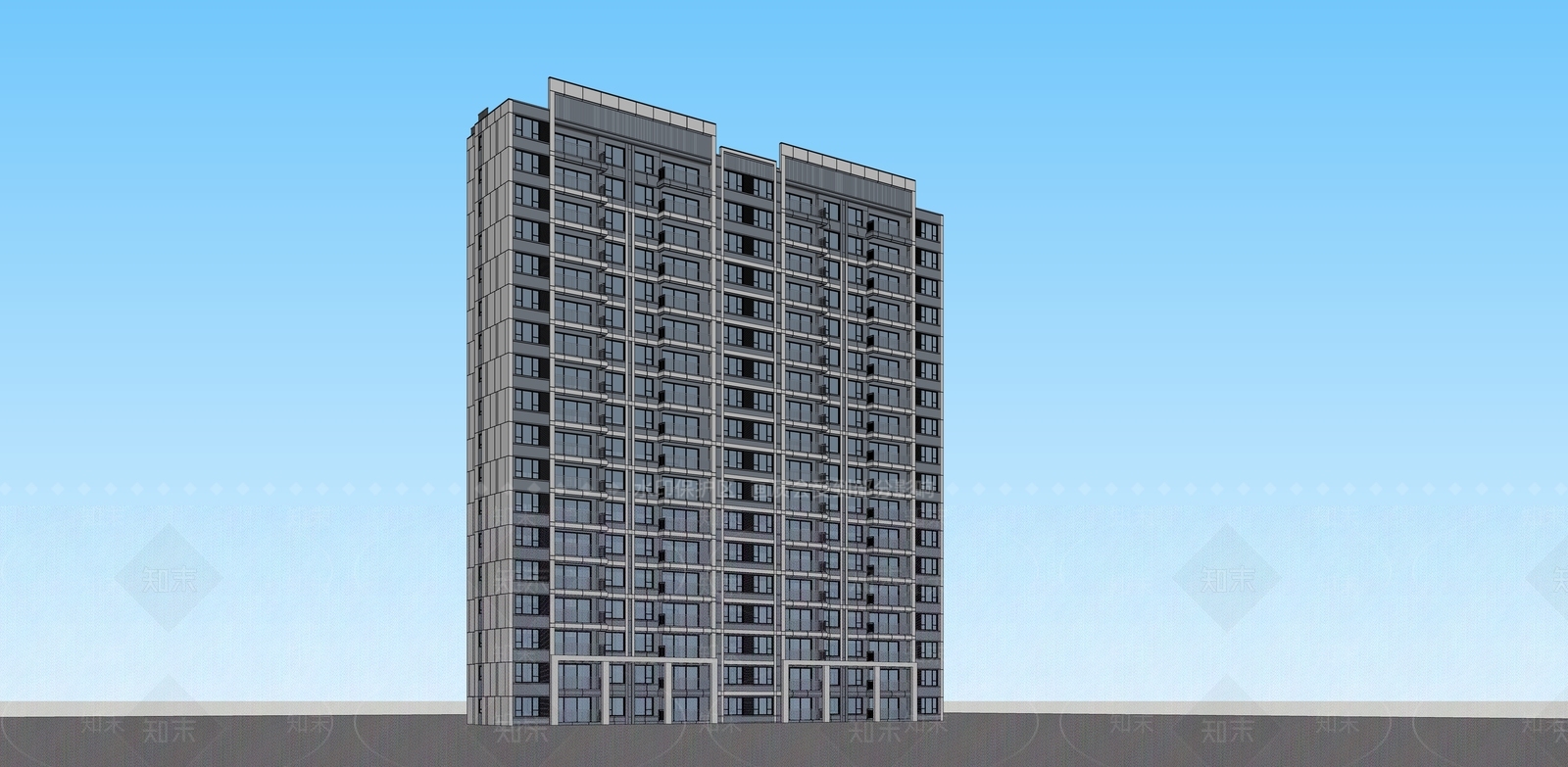 现代简约高层住宅SU模型下载【ID:1148991452】