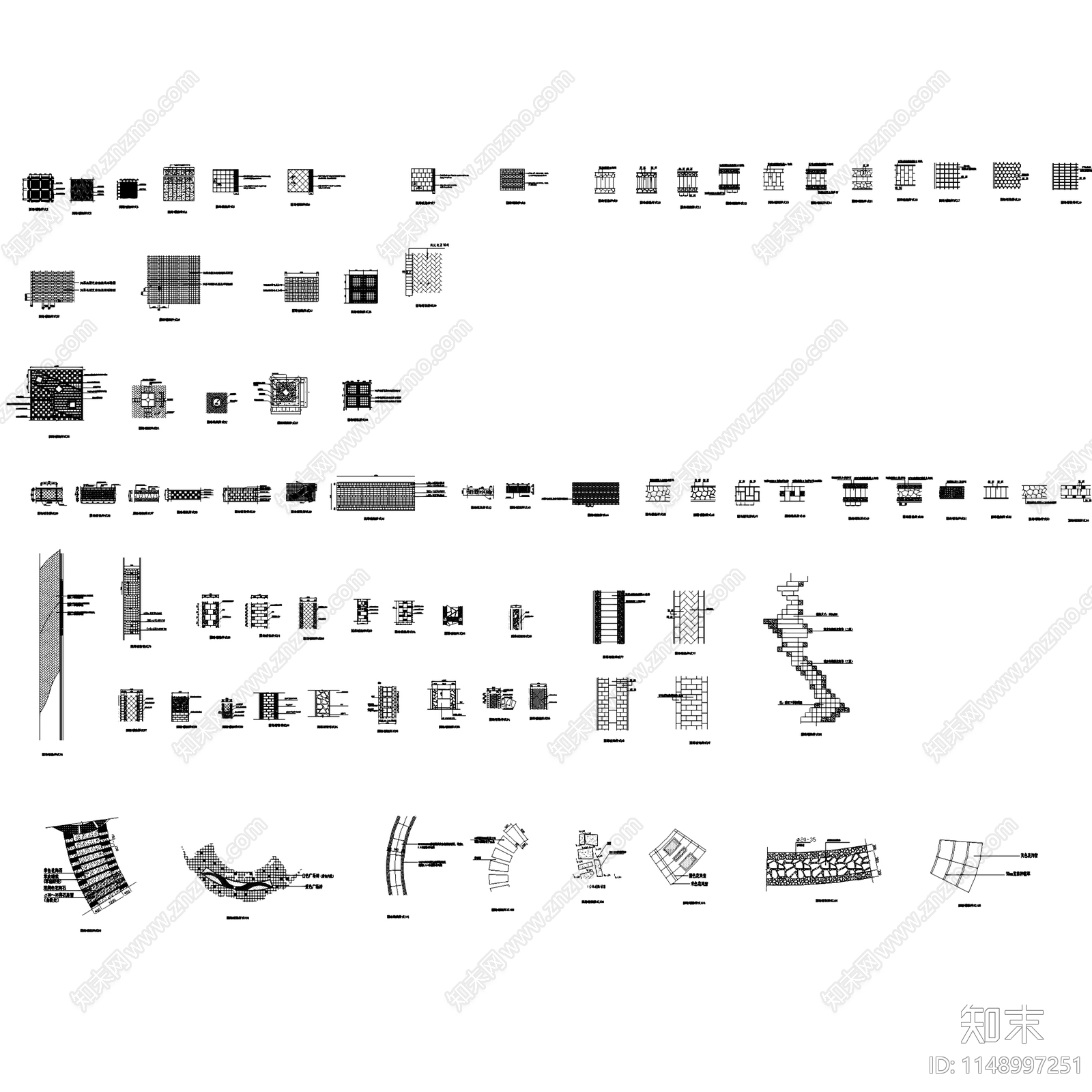 60套道路广场园路铺装铺地铺砖地面详图施工图下载【ID:1148997251】