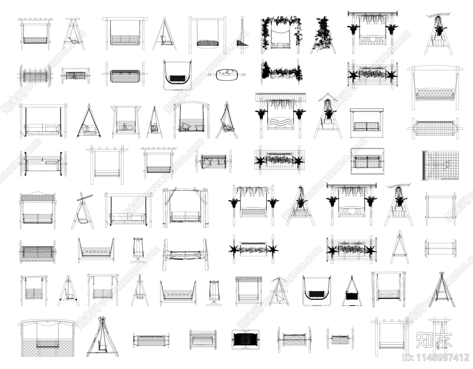 庭院秋千图库施工图下载【ID:1148997412】